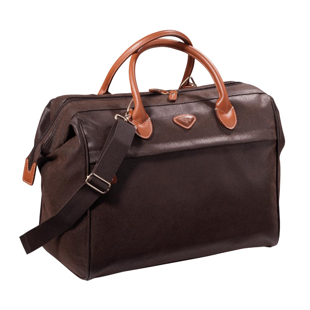 Uppsala Doctor Duffle Bag-Chocolate Brown-Cabin-50 cms Polysuede Material with Leather Trimmings Carry-on Fashion Travel Bag for Men and Women
