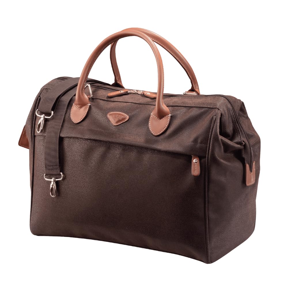 Uppsala Doctor Duffle Bag-Chocolate Brown-Cabin-50 cms Polysuede Material with Leather Trimmings Carry-on Fashion Travel Bag for Men and Women