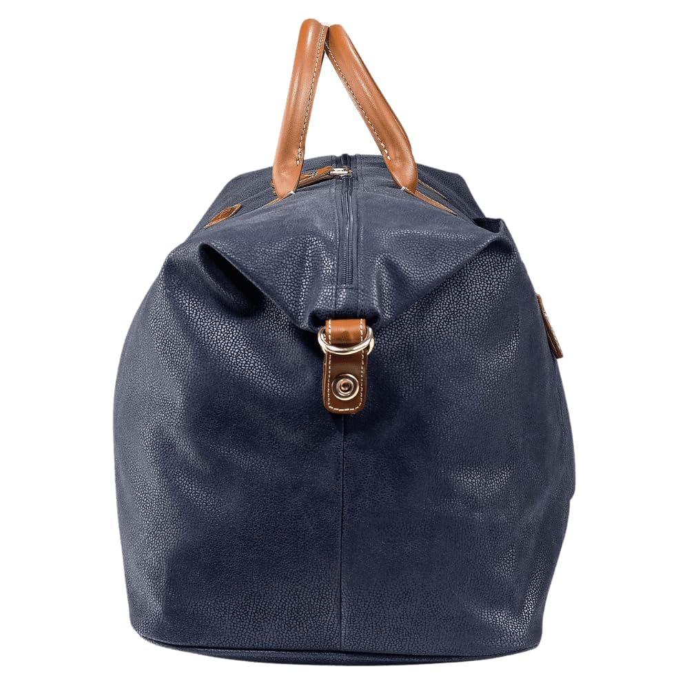 Uppsala Weekend Travel Duffle Bag-Navy-Cabin-50 cms Polysuede Material with Leather Trimmings Light Weight Fashion Travel Bag for Men and Women