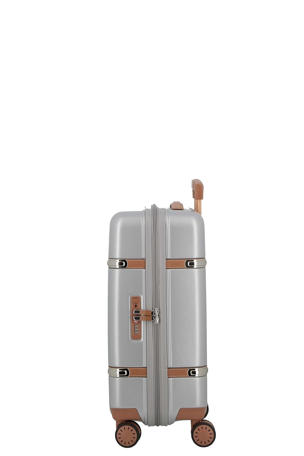 JUMP Cassis RIVIERA-Silver-Cabin-55cm Eco Responsible Expandable Hardsided 8 Wheel Luggage with TSA Lock, Anti-Theft Zipper, Name Tag and Luxury Bag Cover