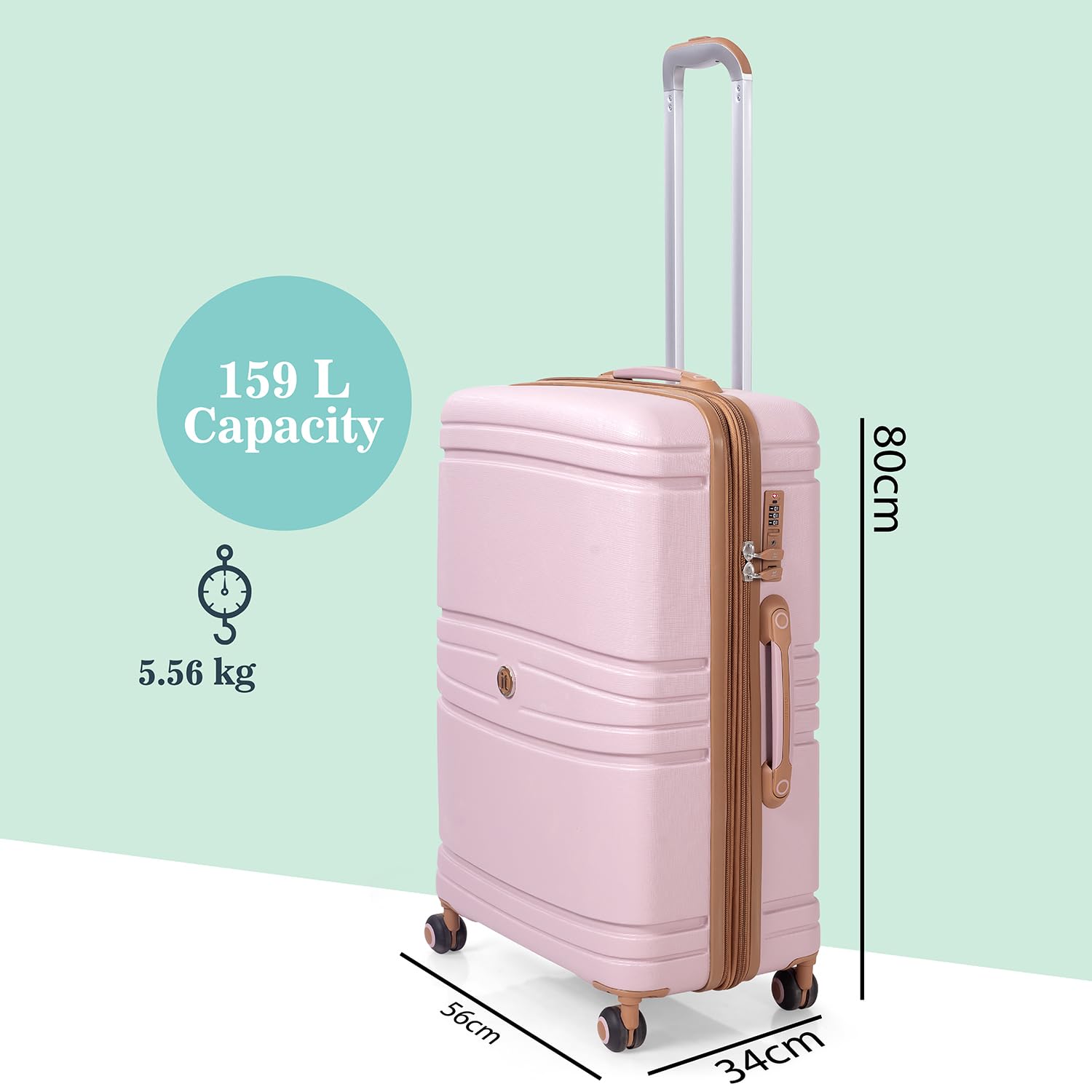 it luggage-Quintessential-Mauve Pink-Set of 3-Large, Medium & Cabin- 28,24,20 inches Expandable Hard Case Beautiful Interior with Wet Pouch Carry-on & Check-in Luggage 8 Wheel Trolley Bag