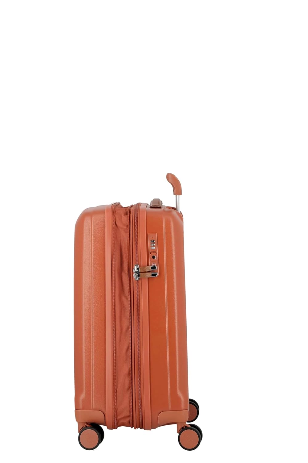 Uppsala RIGID-Terracota-Cabin-55cm Expandable Hardsided 8 Wheel Luggage with TSA Lock, Anti-Theft Zipper, Name Tag and Luggage Cover