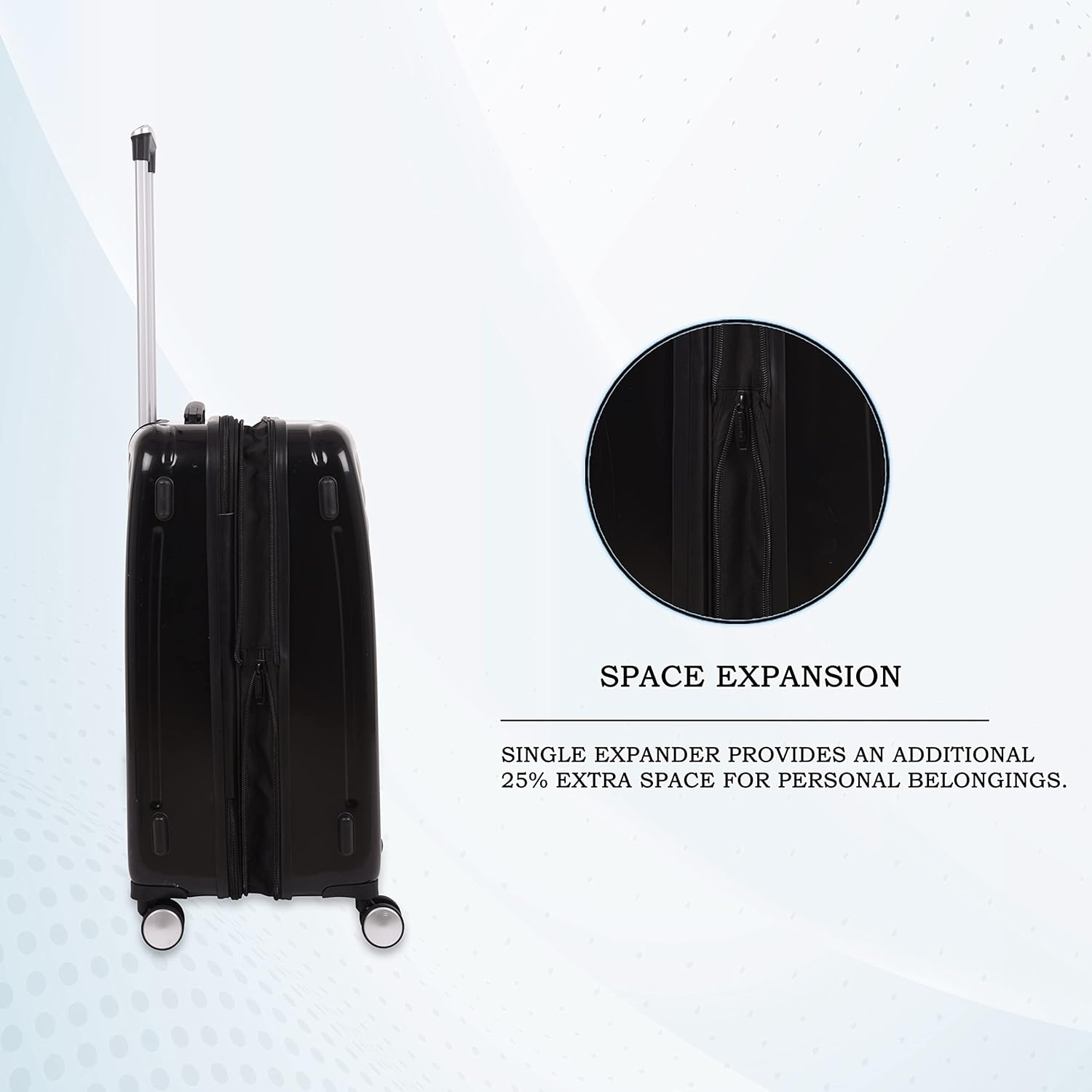 it luggage Fashionista Glossy Black Medium-24 inches Expandable PC Hardsided with TSA Lock 8 Wheel Trolley Bag