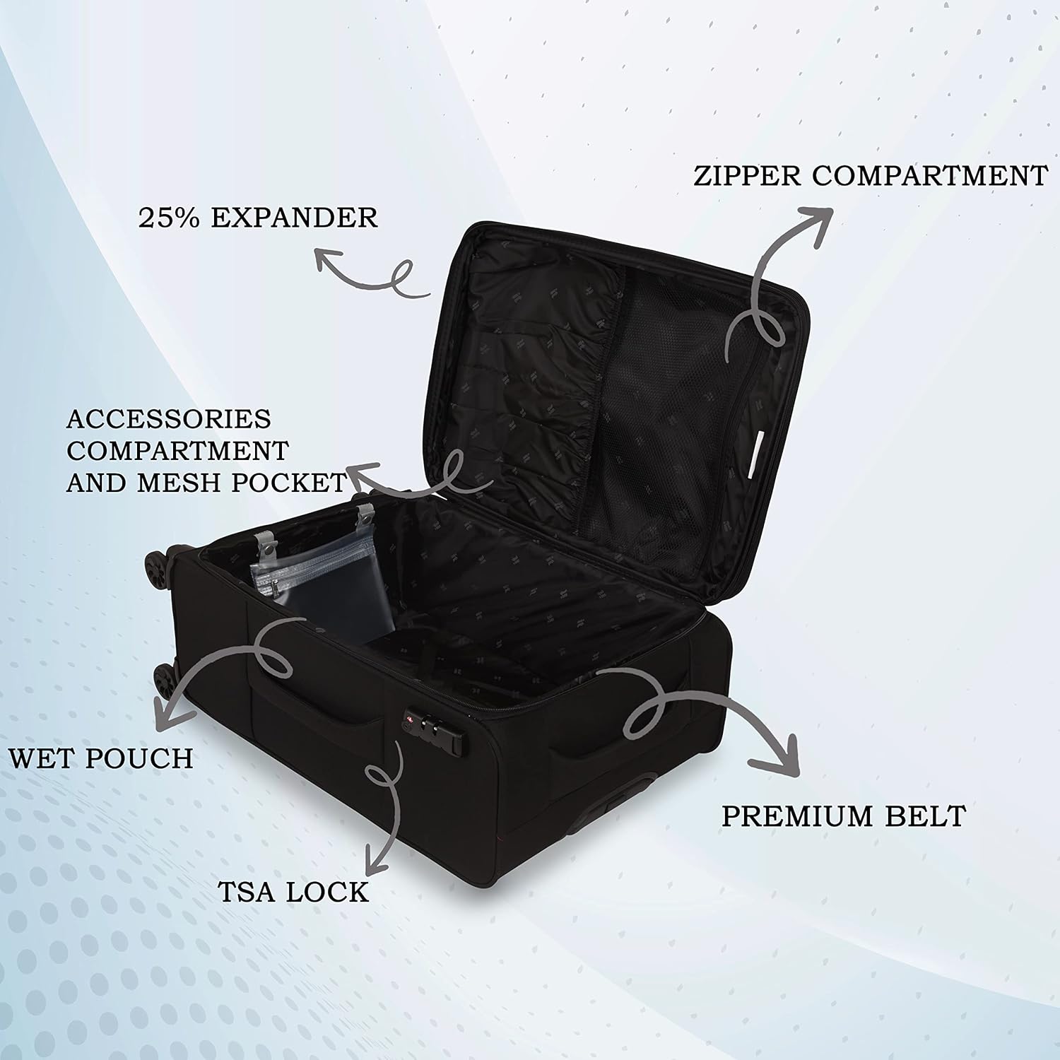 it luggage The Lite-Black- Large-28 inches Expandable Softsided with TSA Lock 8 Wheel Trolley Bag