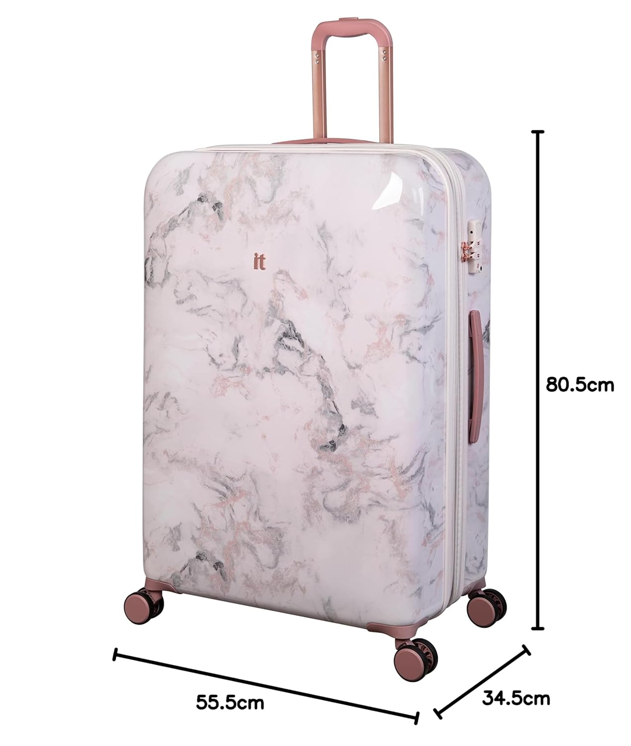 it luggage Sheen -Marmo Rose-Marble Effect-Large-28 inches Polycarbonate Hardsided Suitcase Travel Bag 8 Wheel Trolley Bag with TSA Lock-80 cm