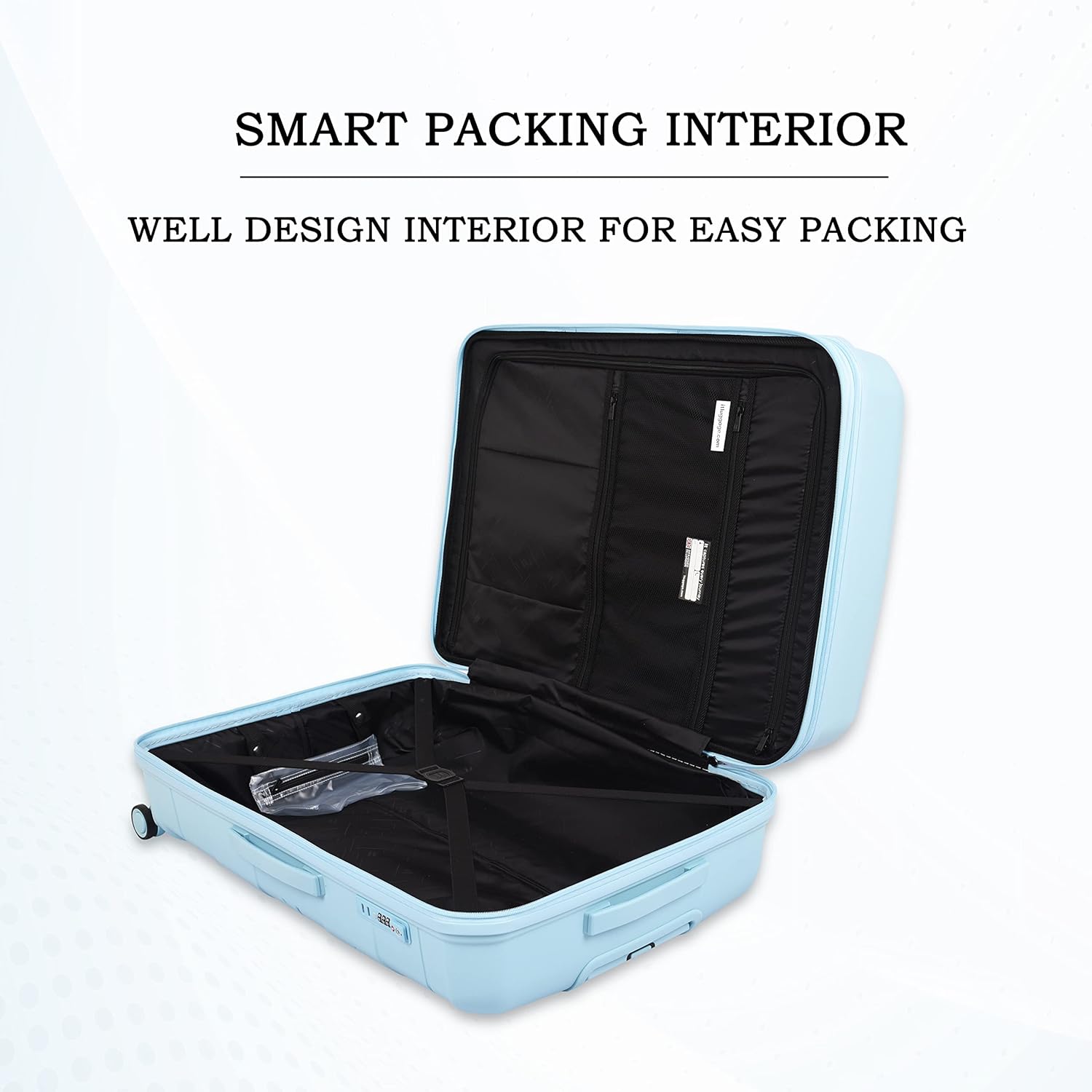 it luggage Momentous Sky Blue Medium-24 inches Expandable Polypropylene Hardsided with TSA Lock & Wet Pouch Inside 8 Wheel Trolley Bag