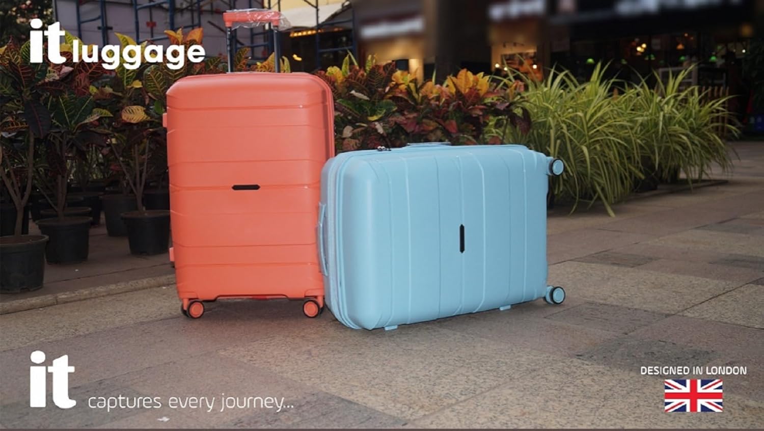 it luggage-Momentous-Fusion Coral PP Hardsided Fashion Luggage Cabin Trolley with Padded Laptop Section with TSA Lock & Wet Pouch Inside 8 Wheel Trolley Bag