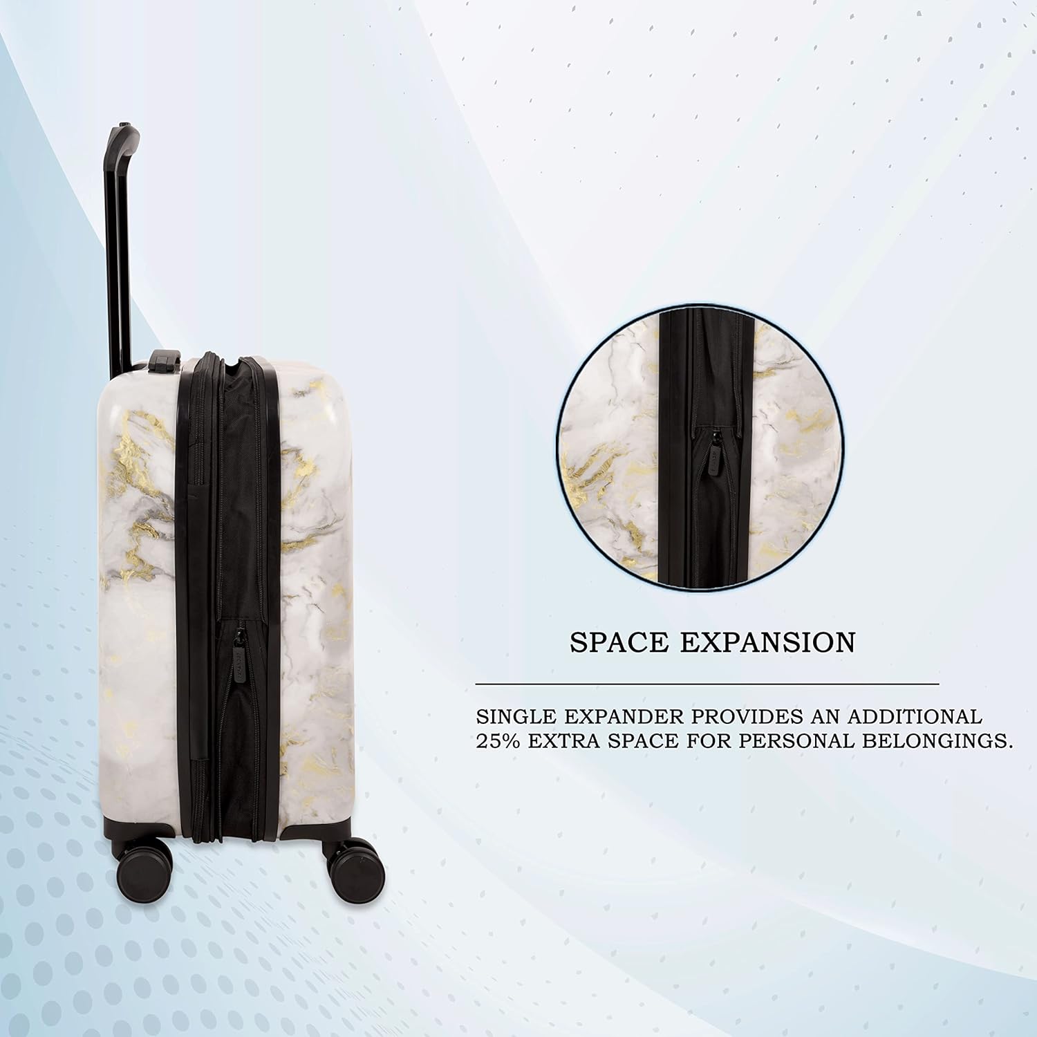 it luggage Sheen -Gold Grey Scale-Marble Effect Cabin-20 inches Expandable Polycarbonate Hardsided Suitcase Travel Bag 8 Wheel Trolley-54.5 cm