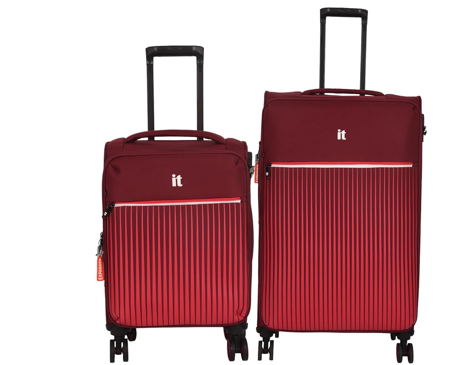 it luggage The Lite-Red- Set of 2- Medium & Cabin-24 & 20 inches Expandable Softsided with TSA Lock 8 Wheel Trolley Bag