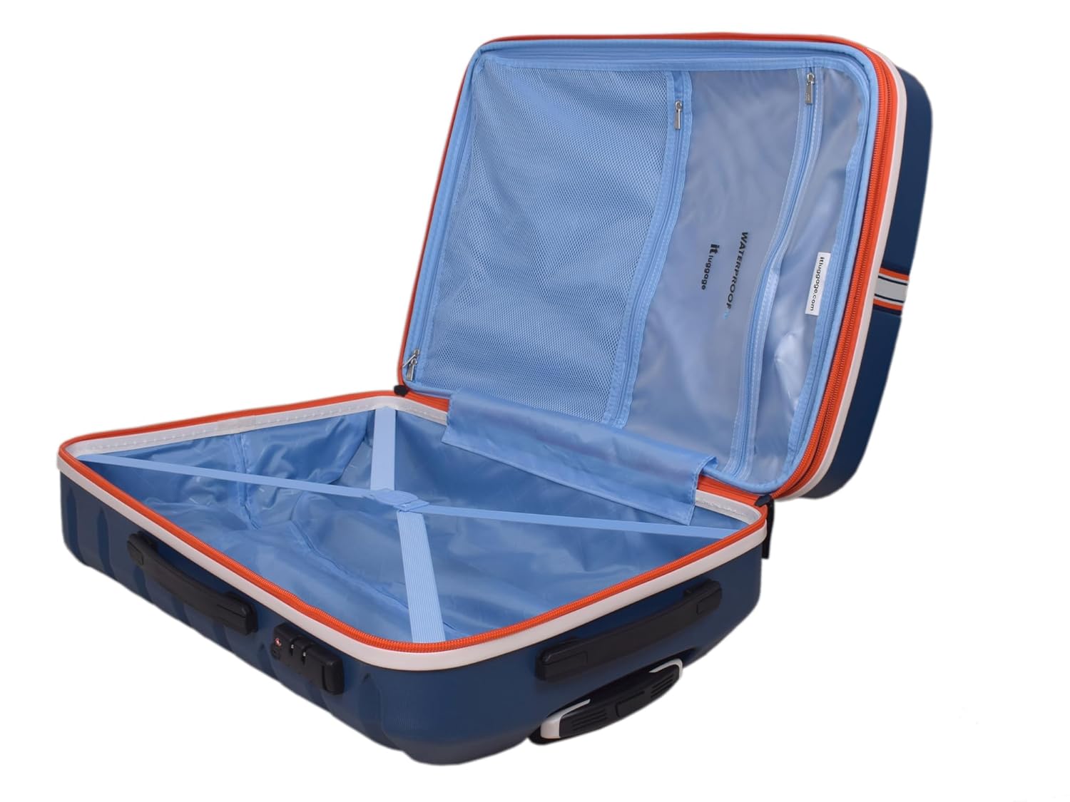 it luggage Intertide Blue Set of 2-Large & Cabin-28 & 20 inches Expandable Polycarbonate Hard Case Carry-on & Check-in Luggage TSA Lock 8 Wheel Trolley Bag Water Proof Interior Pocket