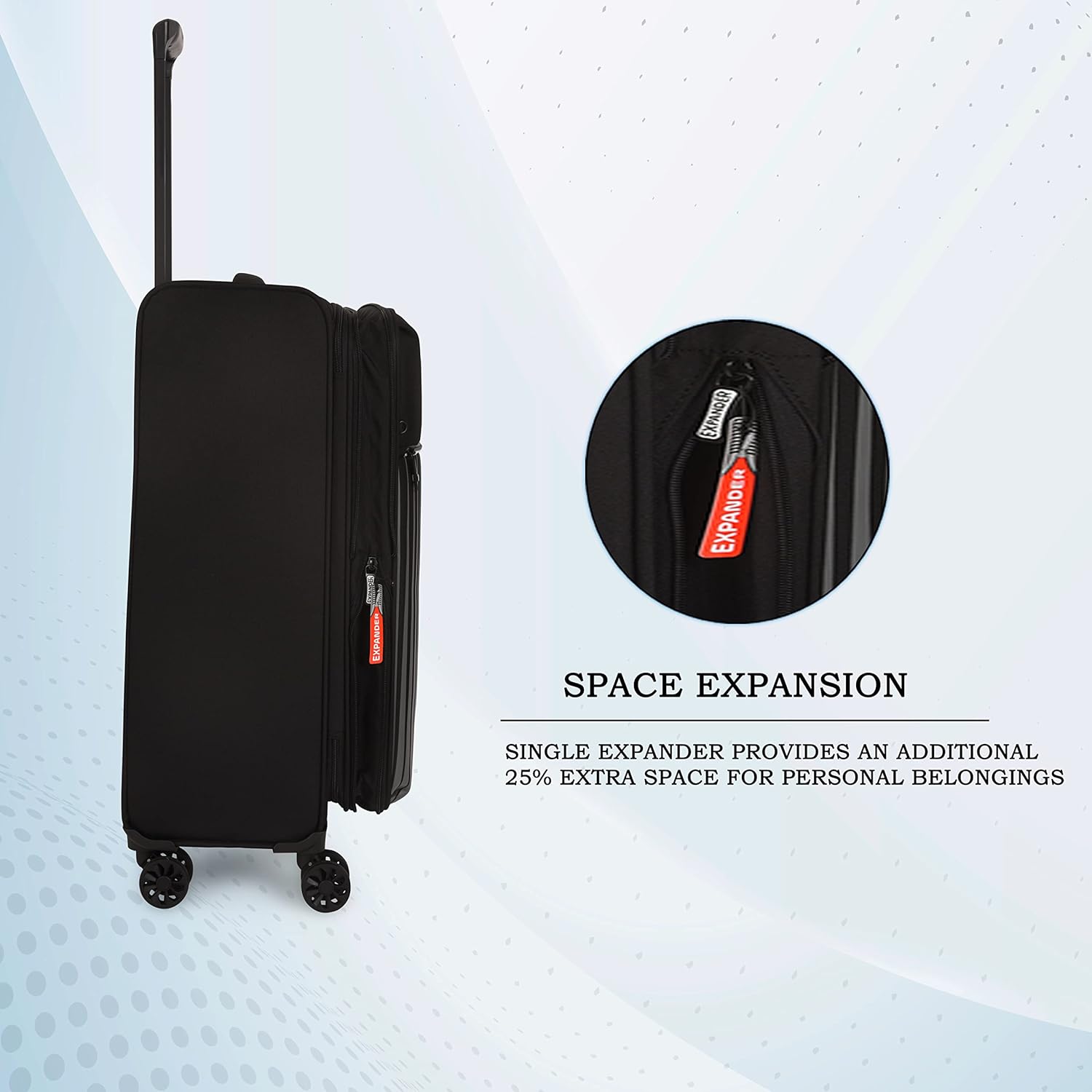it luggage Polyester The Lite Medium-24 Inches Expandable Softsided With Tsa Lock 8 Spinner Wheel Trolley Bag,H-69Cm,Black