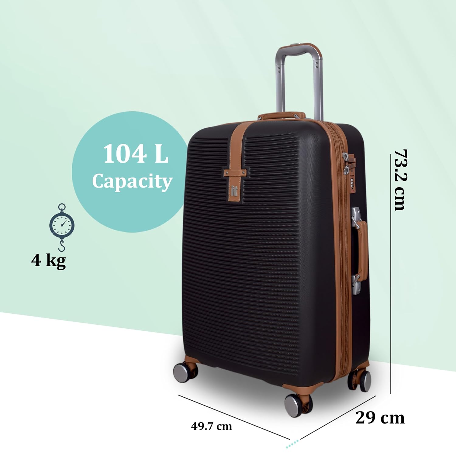 it luggage- Shoreside-Brown-Medium-24 inches Expandable Hard Case Beautiful Interior with Wet Pouch Carry-on 8 Wheel Trolley Bag