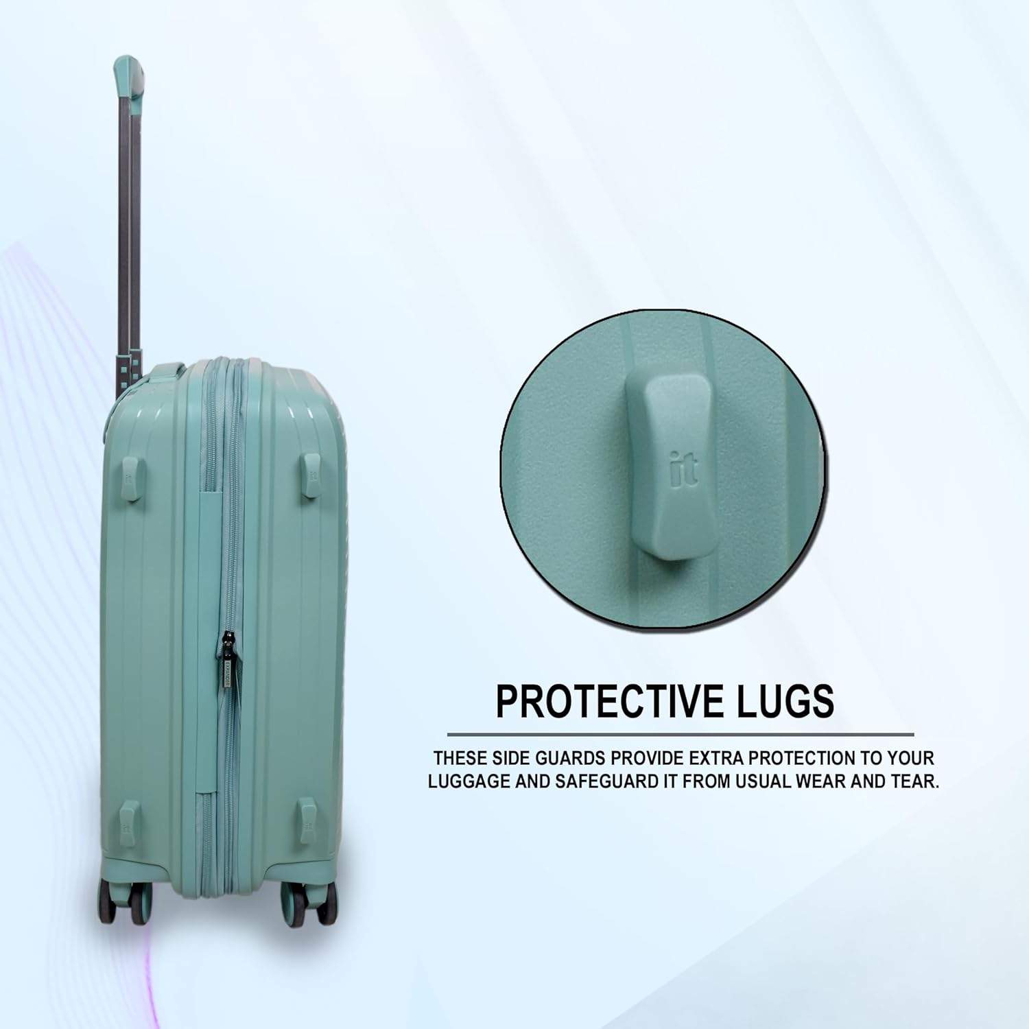 it luggage Spontaneous Green Set of 3-Large, Medium & Cabin-20,24,28 inches Expandable Anti-Theft Zipper Polypropylene Hardsided with TSA Lock 8 Wheel Trolley Bag