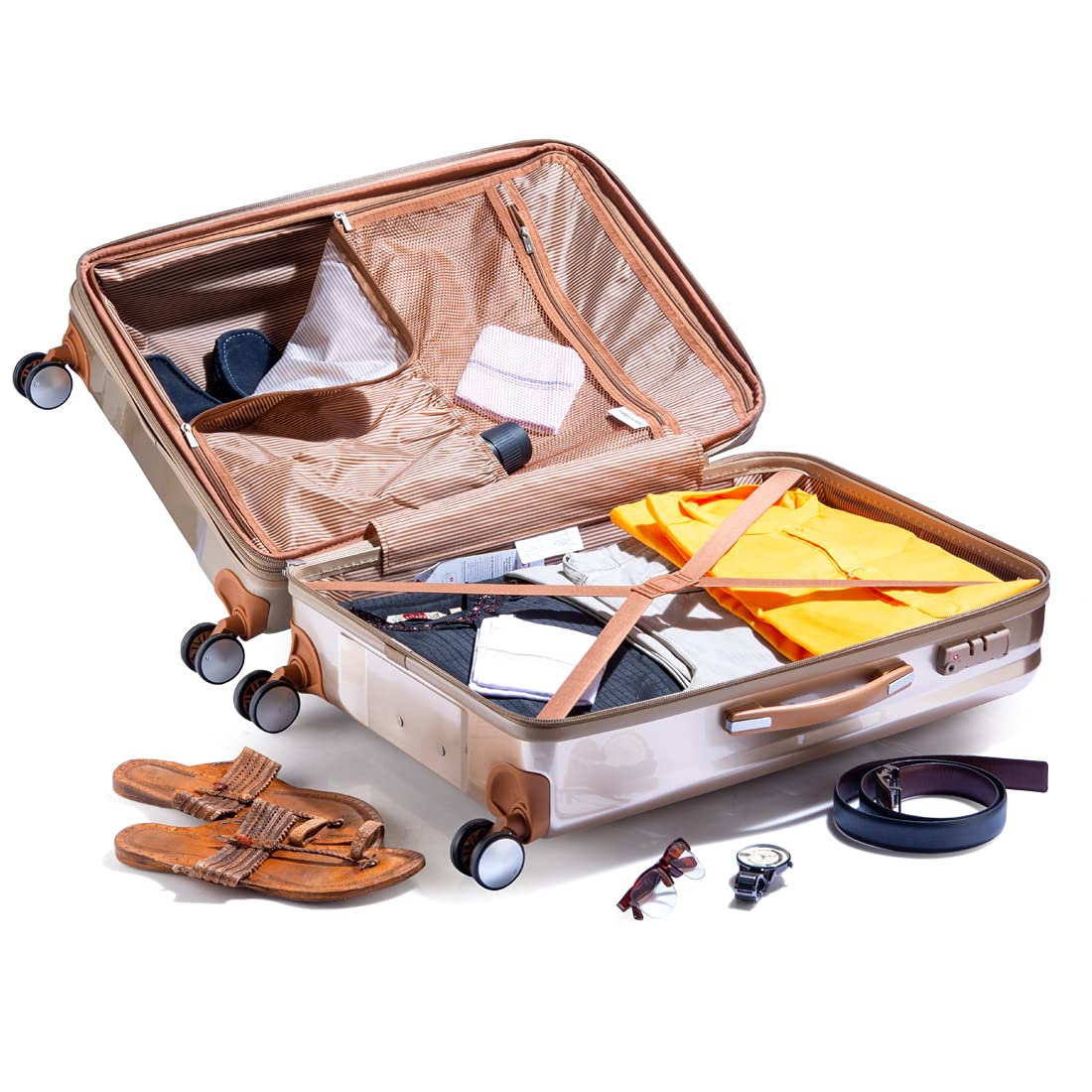 it luggage Certify Golden Medium-24 inches Expandable PC Hardsided with TSA Lock 8 Wheel Trolley Bag