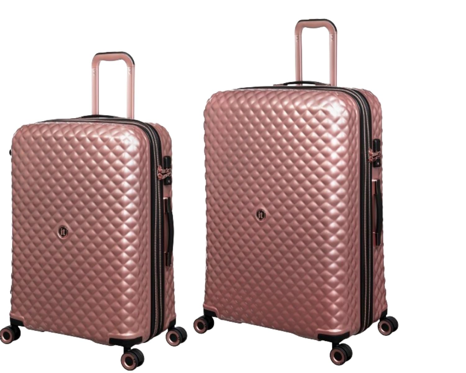 it luggage-Glitzy-Metallic Rose Gold Set of 2-Large & Medium-28 & 24 inches Expandable Hard case Beautiful Interior Check-in Luggage 8 Wheel Trolley Bag with TSA Lock & Wet Pouch Inside