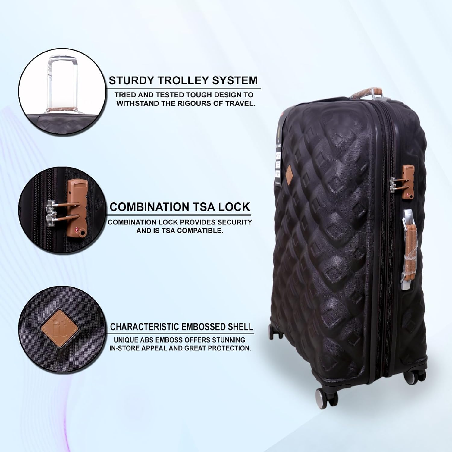 it luggage Embellish-Brown Set of Two-Large & Medium-28 & 24 inches Expandable Hardsided Check-in Luggage 8 Wheel Trolley Bag with TSA Lock & Wet Pouch Inside