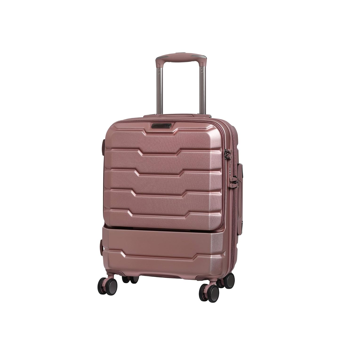 it luggage Prosperous Metallic Pink-20 inches with Padded Laptop Section Hardsided Suitcase Expandable Cabin Travel Bag 8 Wheel Trolley- 47cms