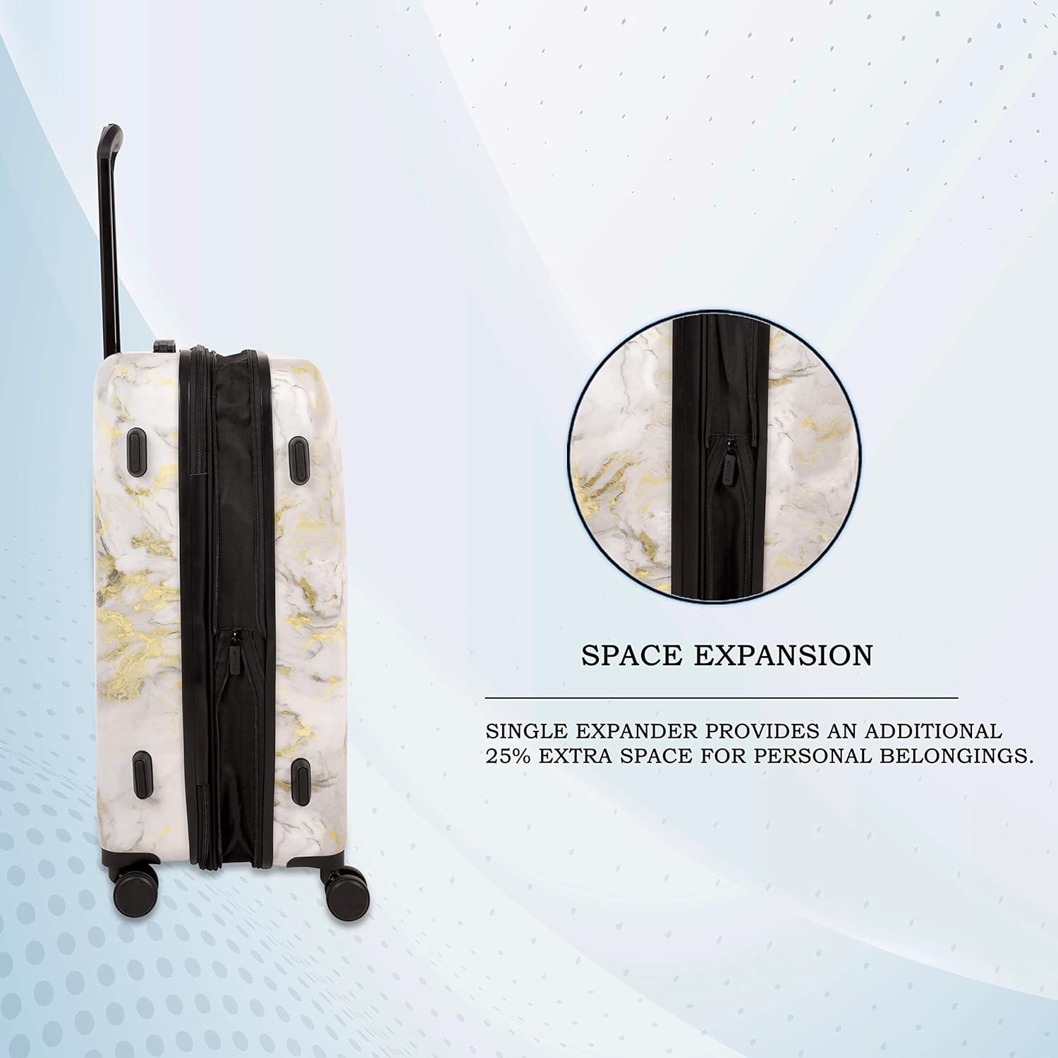 it luggage Sheen -Gold Grey Scale-Marble Effect Medium-24 inches Expandable Polycarbonate Hardsided Suitcase Travel Bag 8 Wheel Trolley-70cm