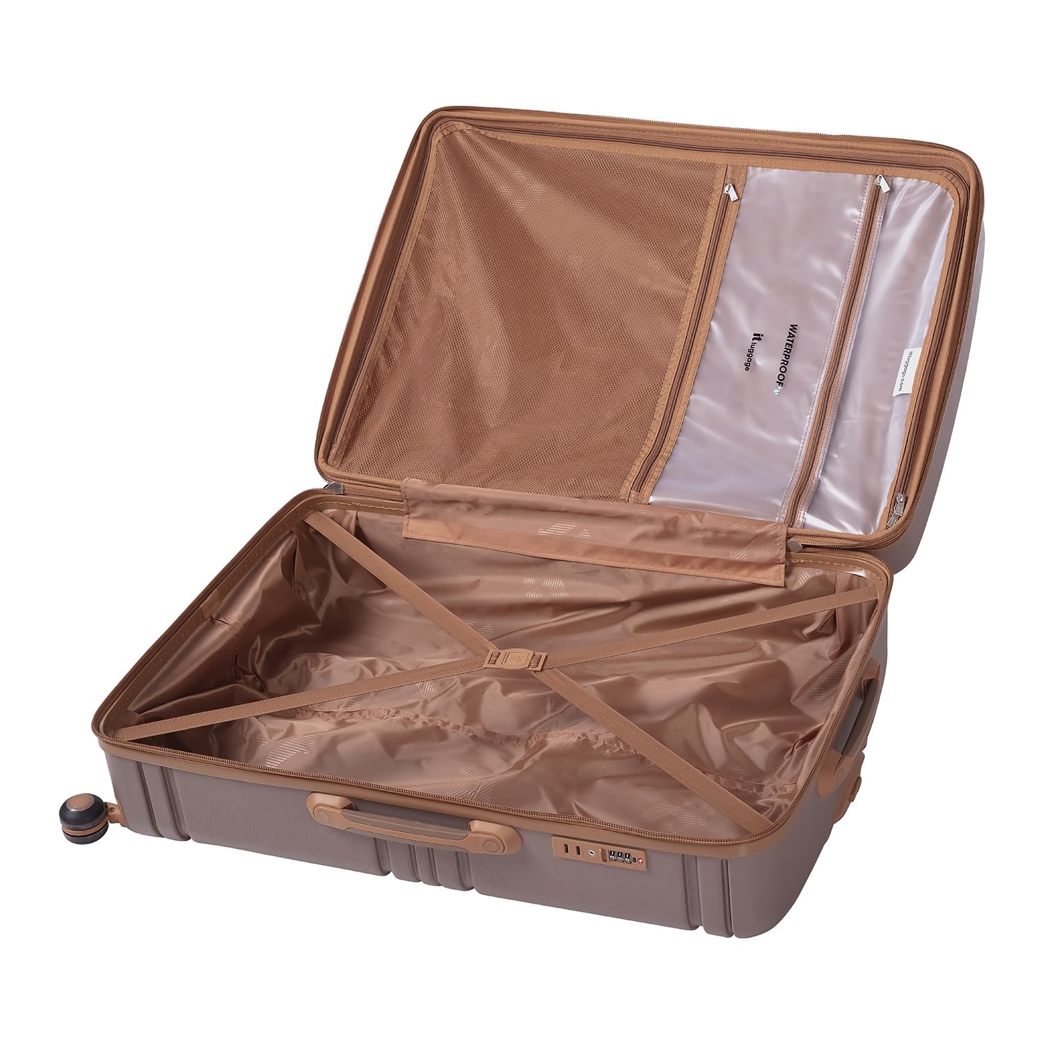it luggage-Quintessential-Brown-Large 28 inches Expandable Hard Case Beautiful Interior with Wet Pouch Check-in Luggage 8 Wheel Trolley Bag