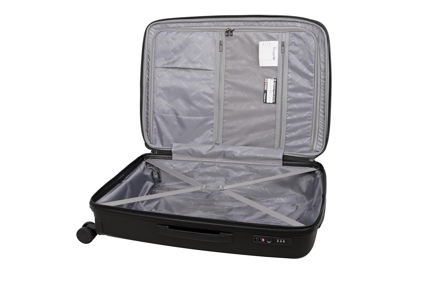 it luggage Influential-Black-Cabin-20 inches with Padded Laptop Section-PP Hardsided Fashion Luggage Trolley 8 Wheel Luggage with TSA Lock-54.5 cm