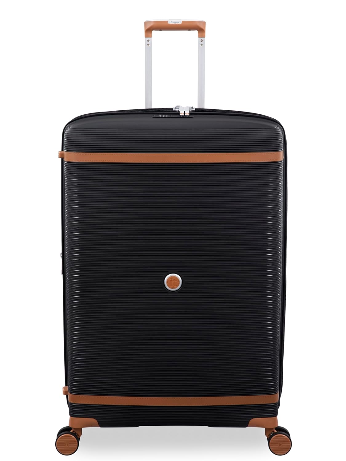 it luggage Illustrious Black-Large-28 inches Expandable Check-in Luggage Hard Case Beautiful Interior 8 Wheel Trolley Bag