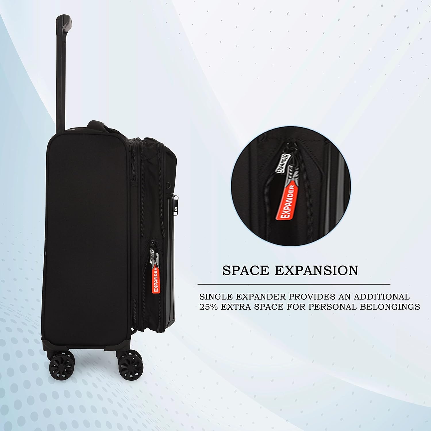 it luggage The Lite- Black -Cabin-20 inches Expandable Softsided with TSA Lock 8 Wheel Trolley Bag