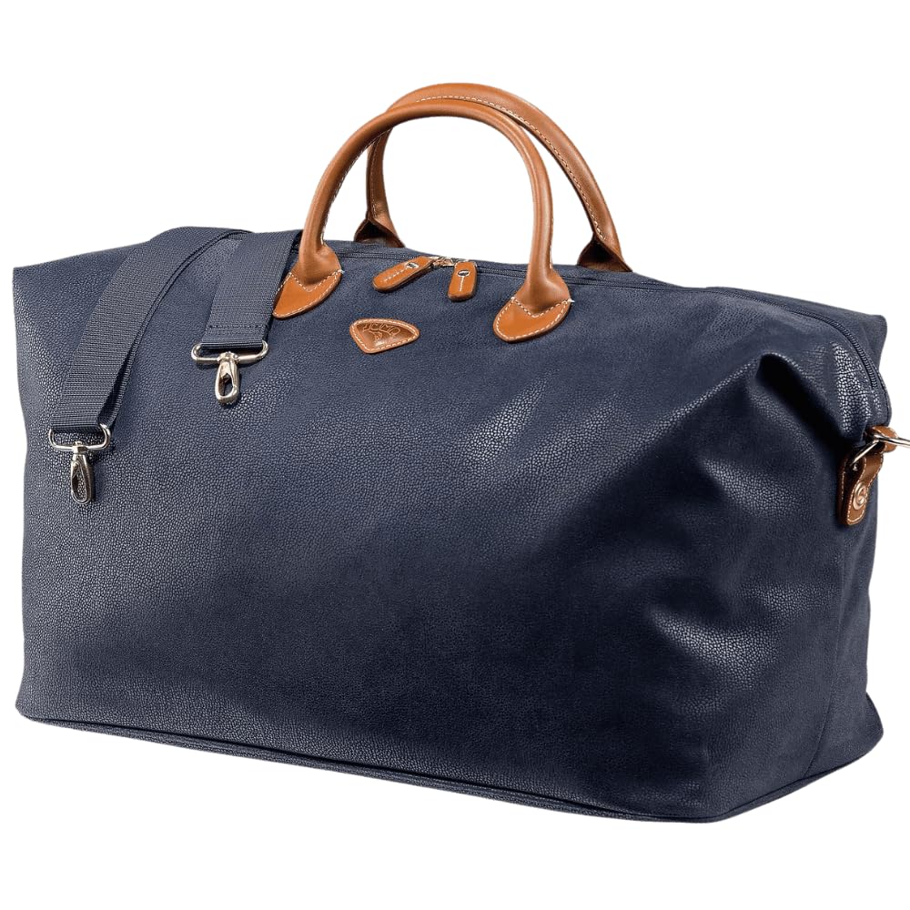 Uppsala Weekend Travel Duffle Bag-Navy-Cabin-50 cms Polysuede Material with Leather Trimmings Light Weight Fashion Travel Bag for Men and Women