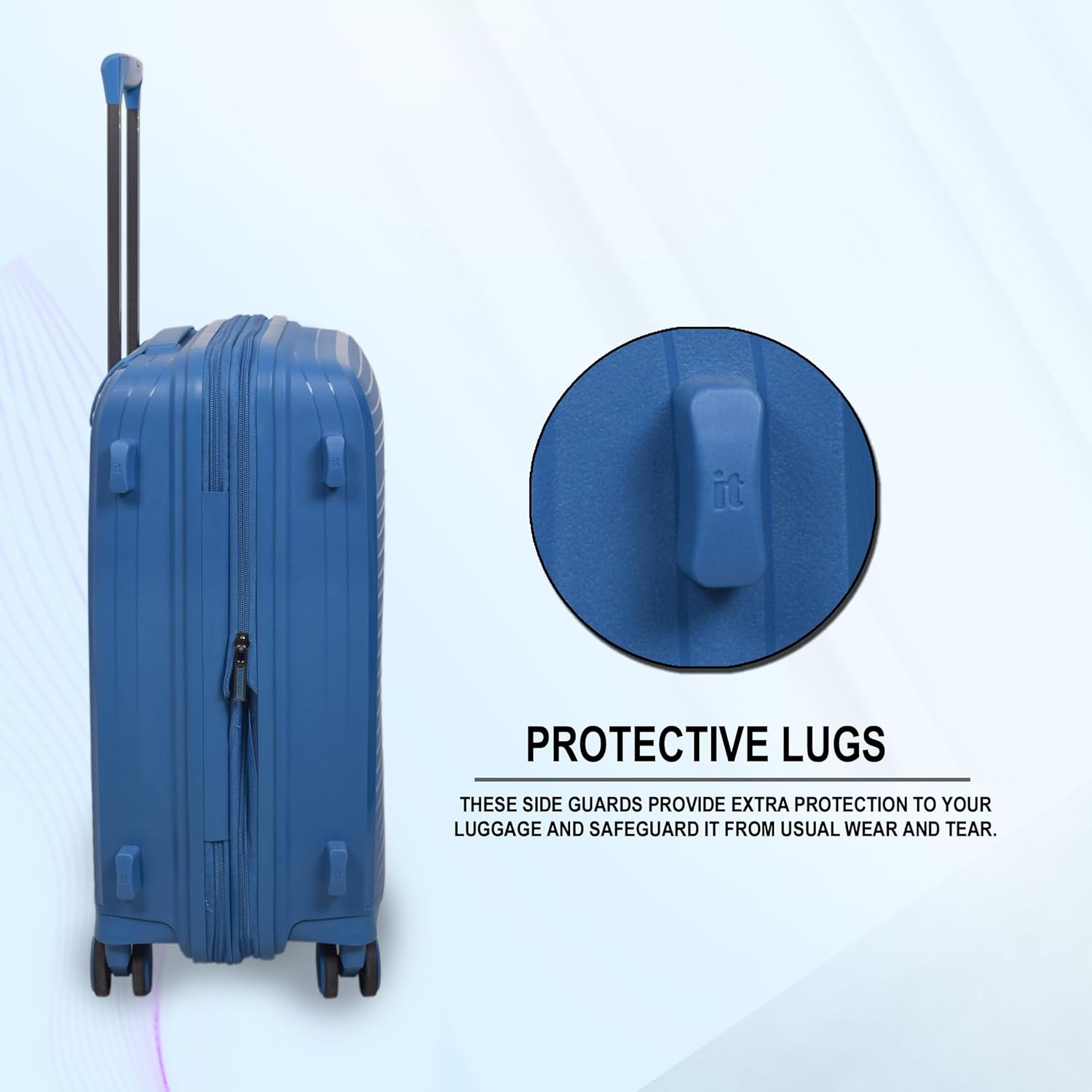it luggage Spontaneous Blue Large-28 inches Check-in Luggage Expandable Anti-Theft Zipper Polypropylene Hardsided with TSA Lock 8 Wheel Trolley Bag