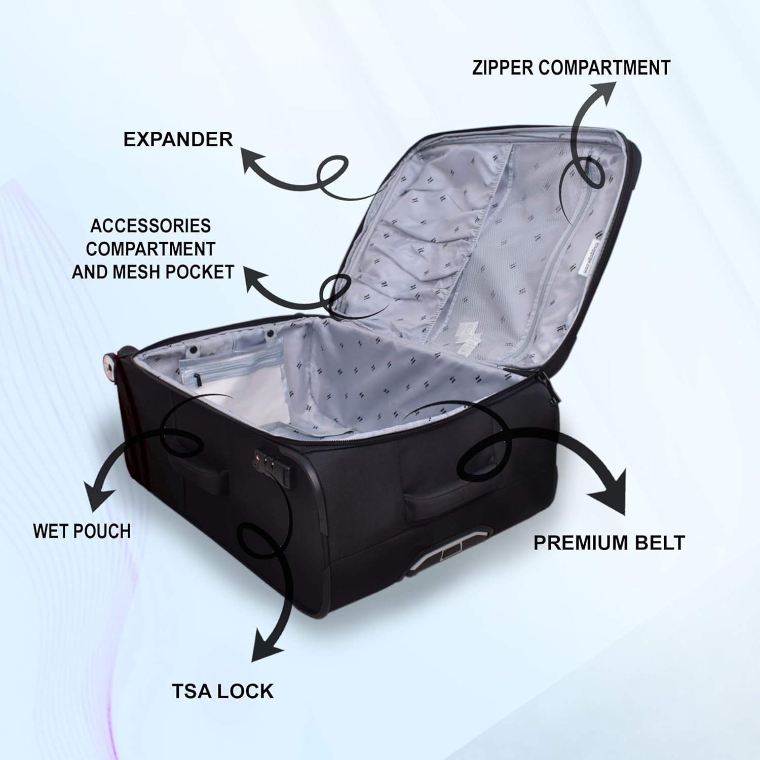 it luggage Reptilian- Black-Cabin-20 inches- Expandable -Softsided with TSA Lock 8 Wheel Trolley Bag