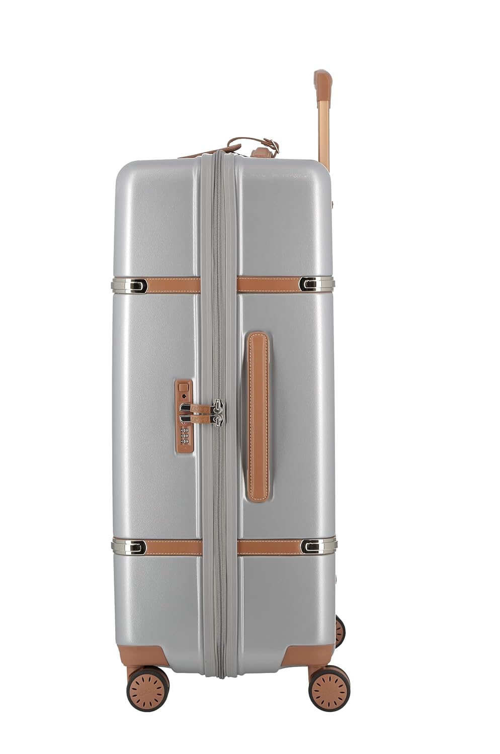 JUMP Cassis RIVIERA-Silver-Large-77cm Eco Responsible Expandable Hardsided 8 Wheel Luggage with TSA Lock, Anti-Theft Zipper, Name Tag and Luxury Bag Cover