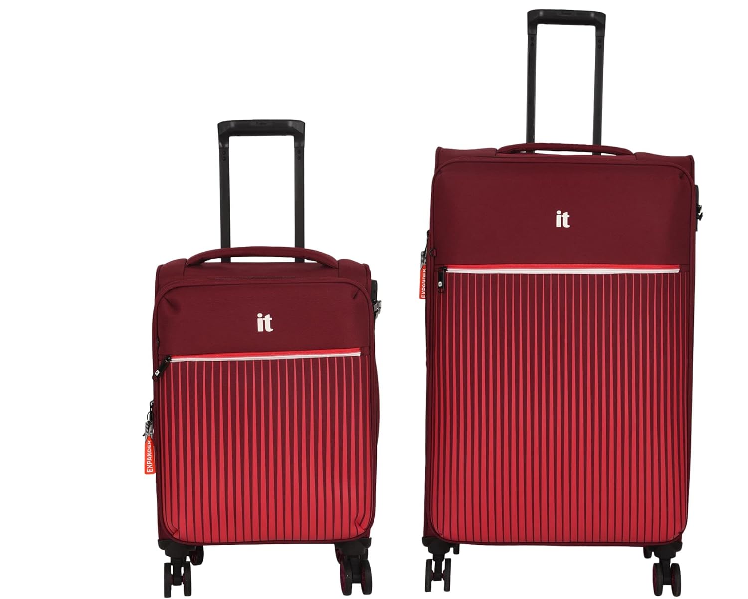 it luggage The Lite -Red-Set of 2- Large & Cabin-28 & 20 inches Expandable Softsided with TSA Lock 8 Wheel Trolley Bag