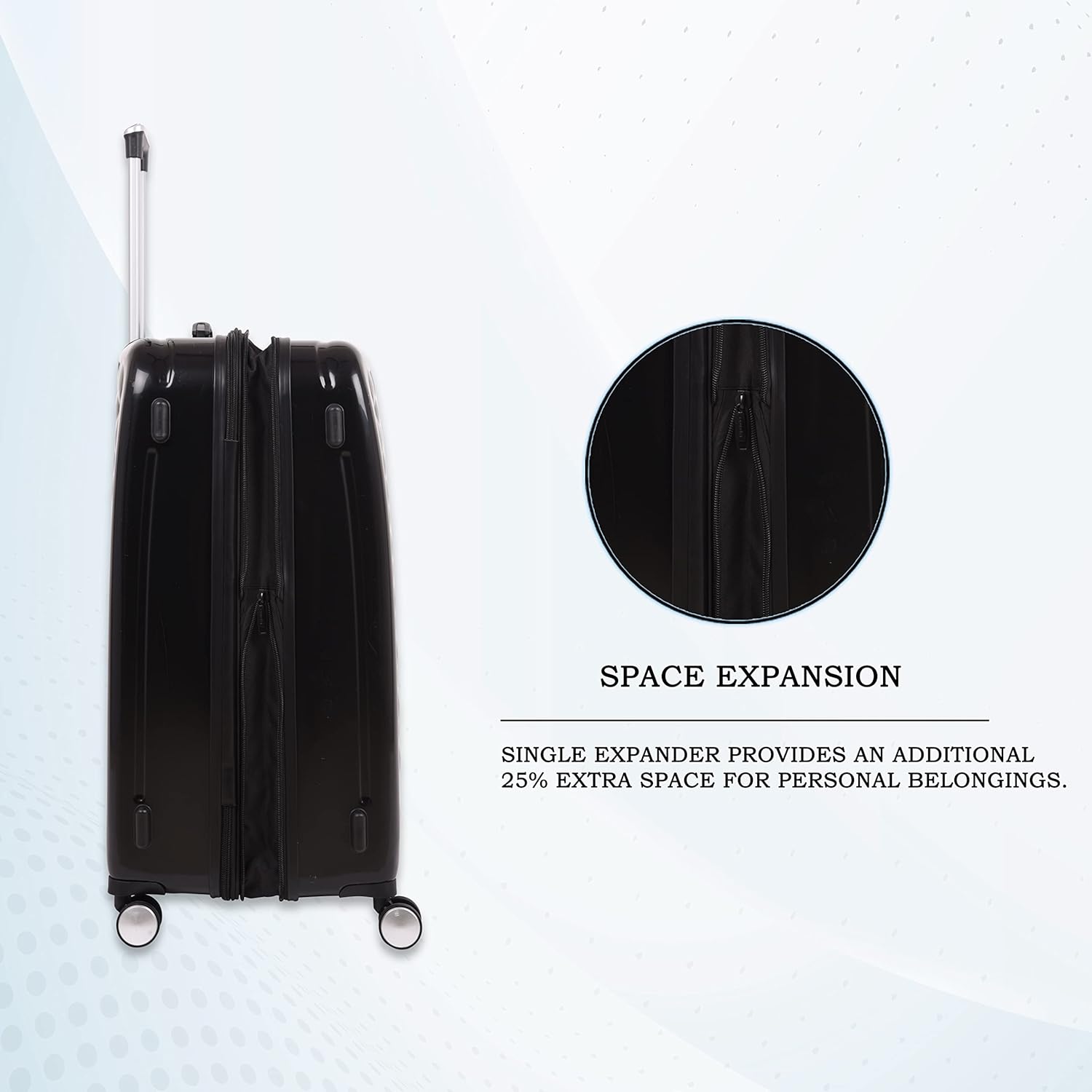 it luggage Fashionista Glossy Black Set of 2-Large & Medium-28 & 24 inches Expandable PC Hardsided with TSA Lock 8 Wheel Trolley Bag