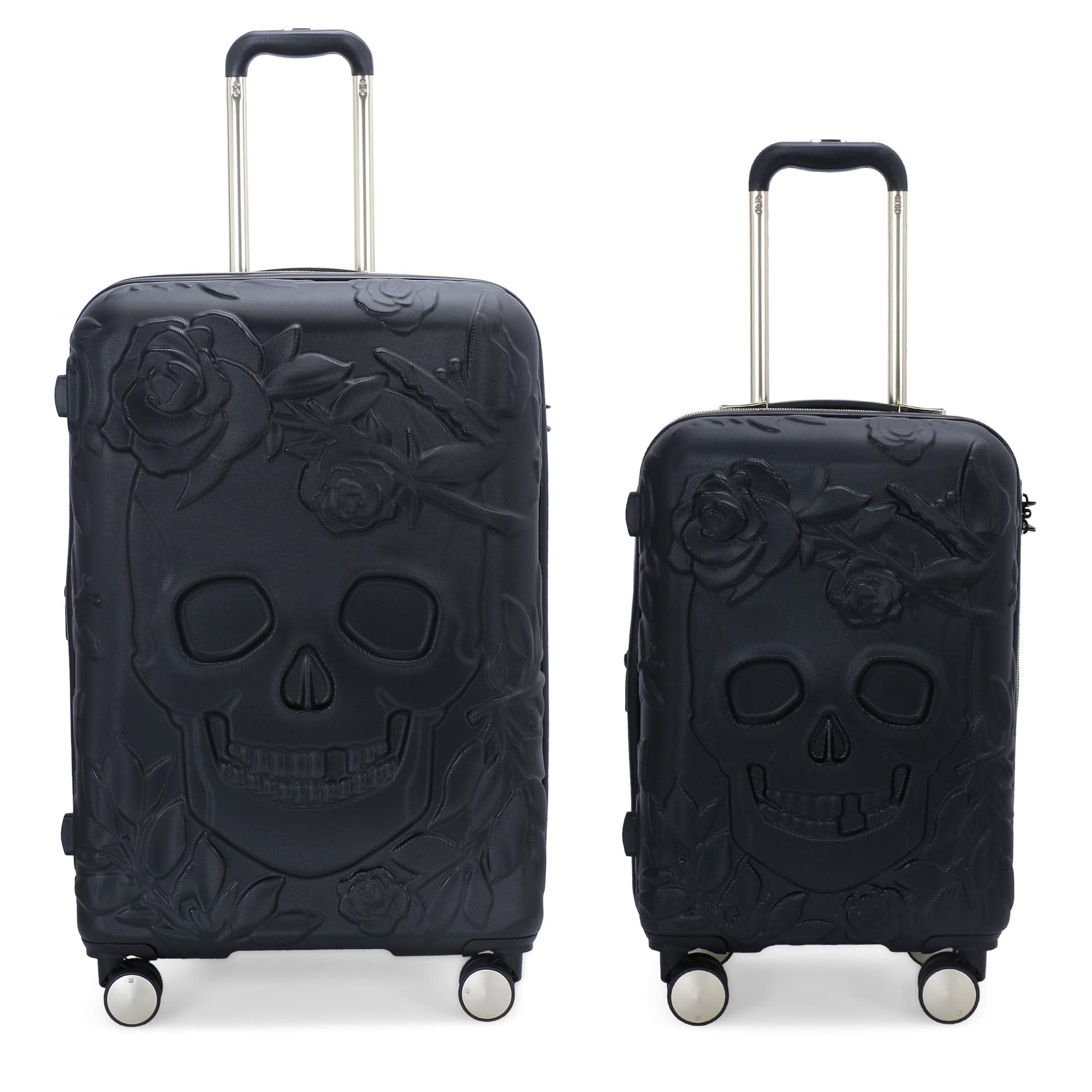 it luggage Skulls II-Black with Gold Highlights Expandable Hardsided with TSA Lock & Wet Pouch Inside 8 Wheel Trolley Bag (LM)