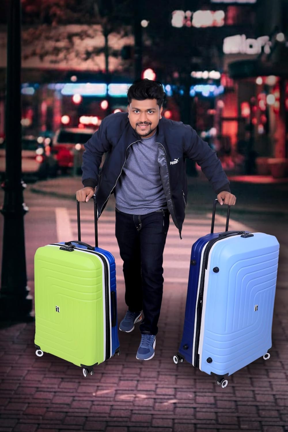 it luggage Convolved-Blue Sky-Large-28 inches Hardsided Suitcase Travel Bag Expandable 8 Wheel Trolley Bag with Wet Pouch & TSA Lock-80cm