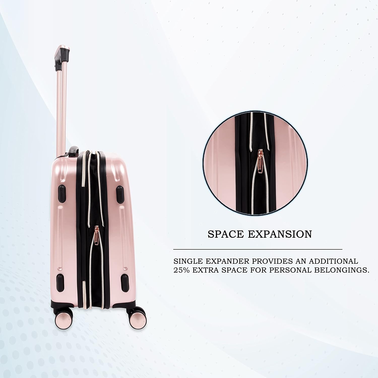 it luggage Fashionista Glossy Rose Gold Medium-24 inches Expandable PC Hardsided with TSA Lock 8 Wheel Trolley Bag