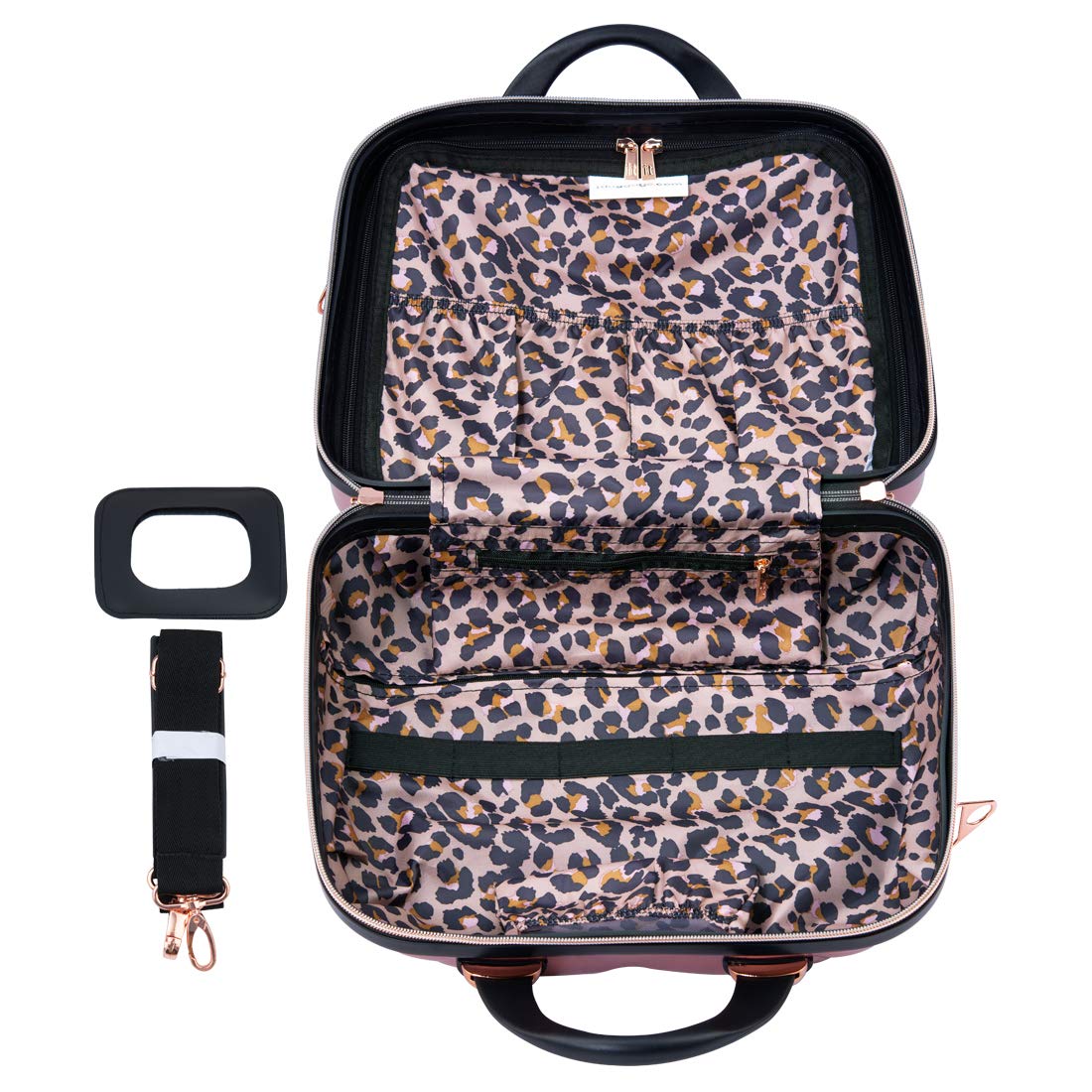 it luggage- Vanity Case-St. Tropez-Rose Gold with Rosegold & Black trimmings-14 inches-Hand Bag for Women-Cosmetic Box-Hardsided-Polycarbonate Makeup Box-36cms
