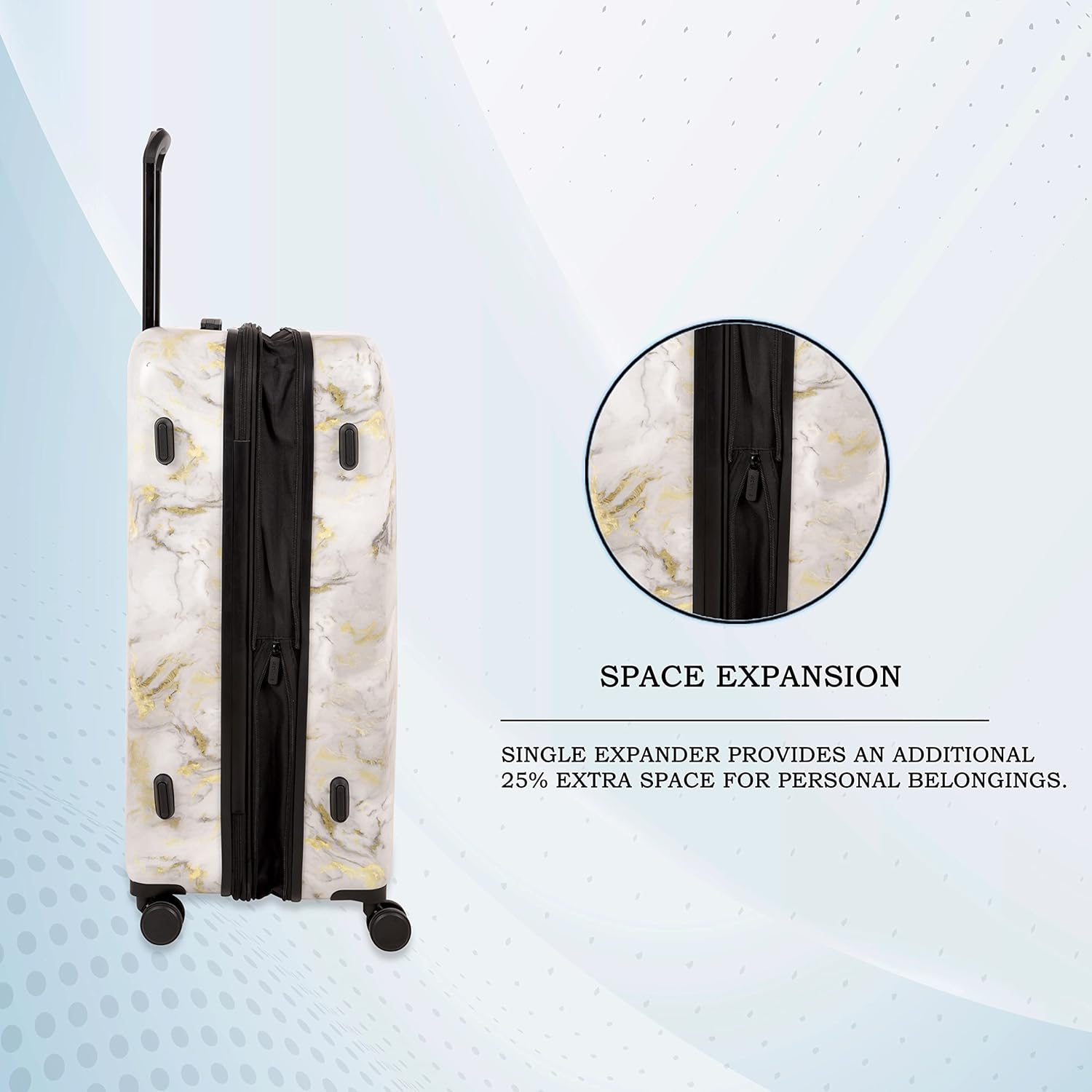 it luggage Sheen -Gold Grey Scale-Marble Effect Set of 3-Large,Medium & Cabin-28,24 &20 inches Expandable Polycarbonate Hardsided Suitcase Travel Bag 8 Wheel Trolley-54cm,70cm,80cm