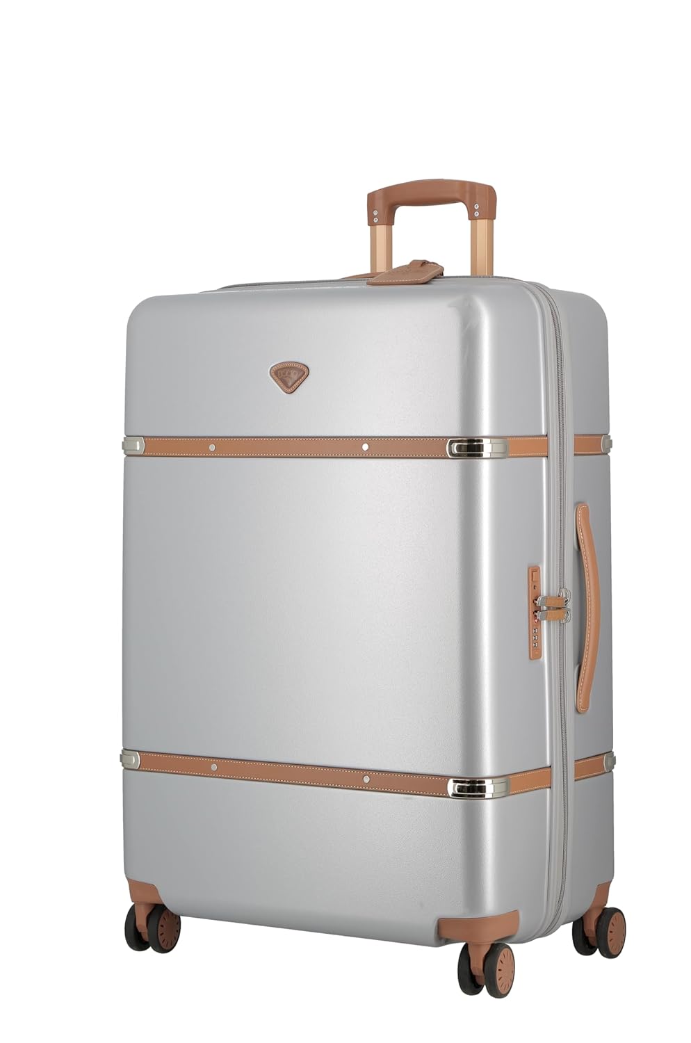 JUMP Cassis RIVIERA-Silver-Medium-66 cm Eco Responsible Expandable Hardsided 8 Wheel Luggage with TSA Lock, Anti-Theft Zipper,Name Tag and Luxury Bag Cover