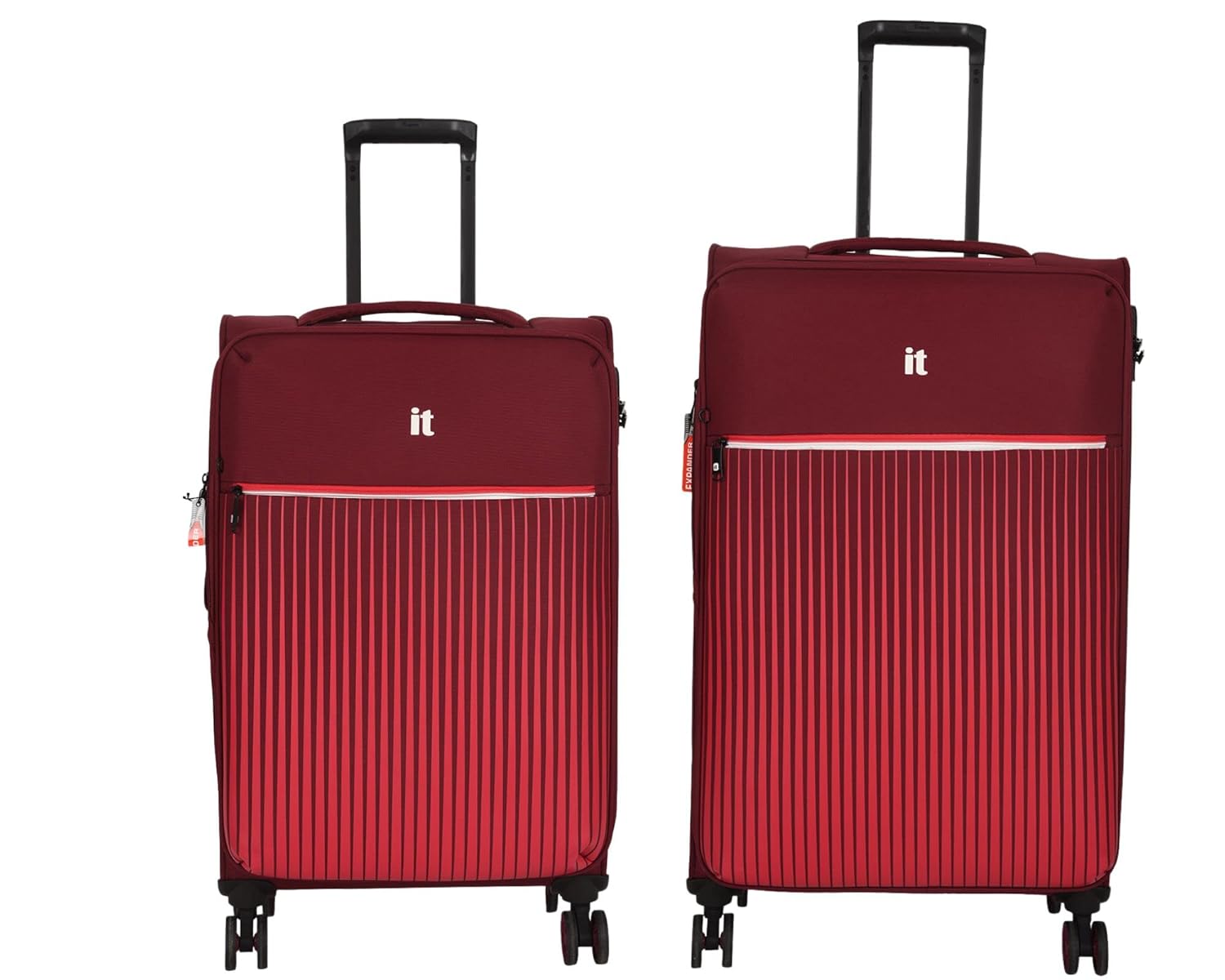 it luggage The Lite-Red- Set of 2-Large & Medium-28 & 24 inches Expandable Softsided with TSA Lock 8 Wheel Trolley Bag