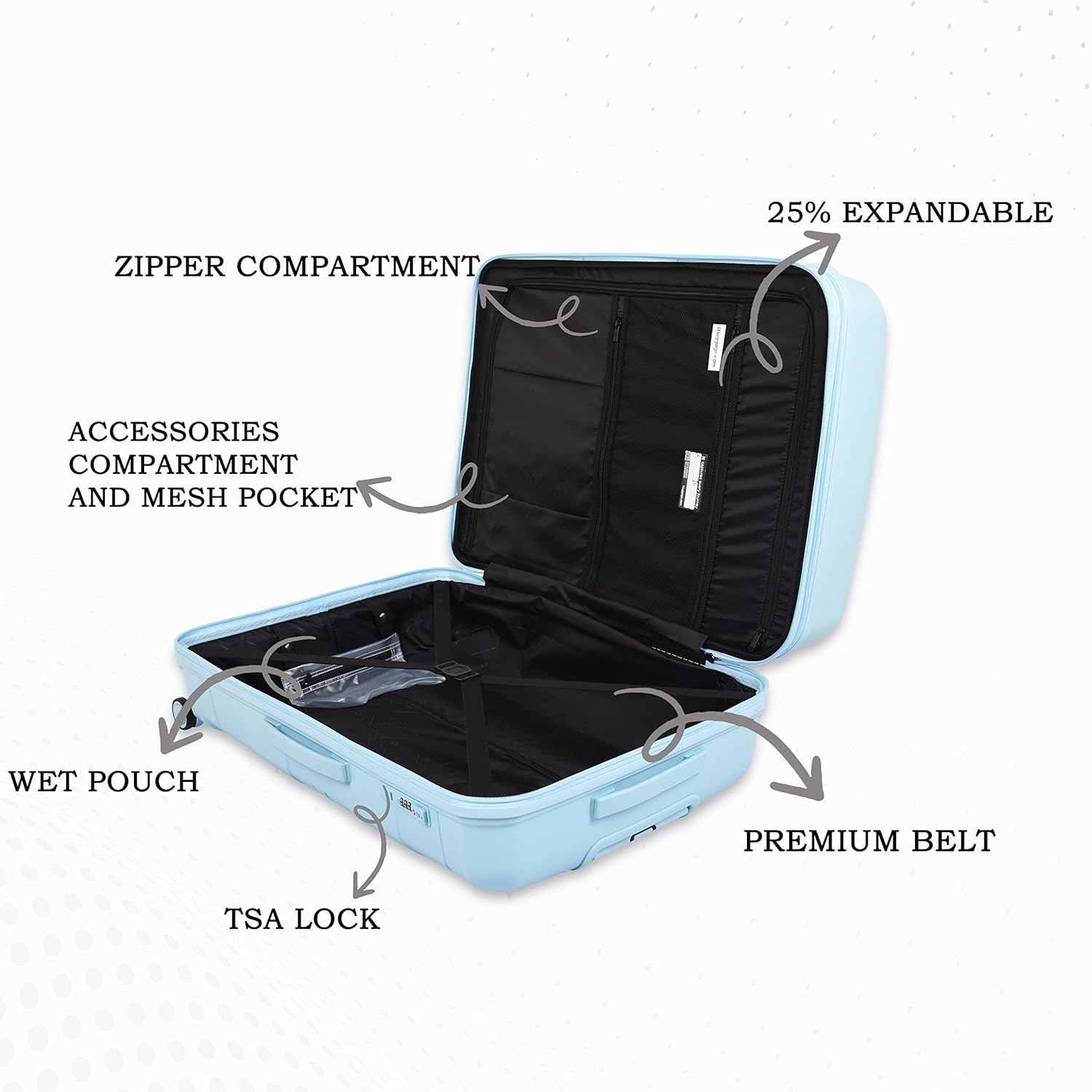 it luggage Momentous Sky Blue Set of 2-Large & Medium-28 & 24 inches Expandable Polypropylene Hardsided with TSA Lock 8 Wheel Trolley Bag