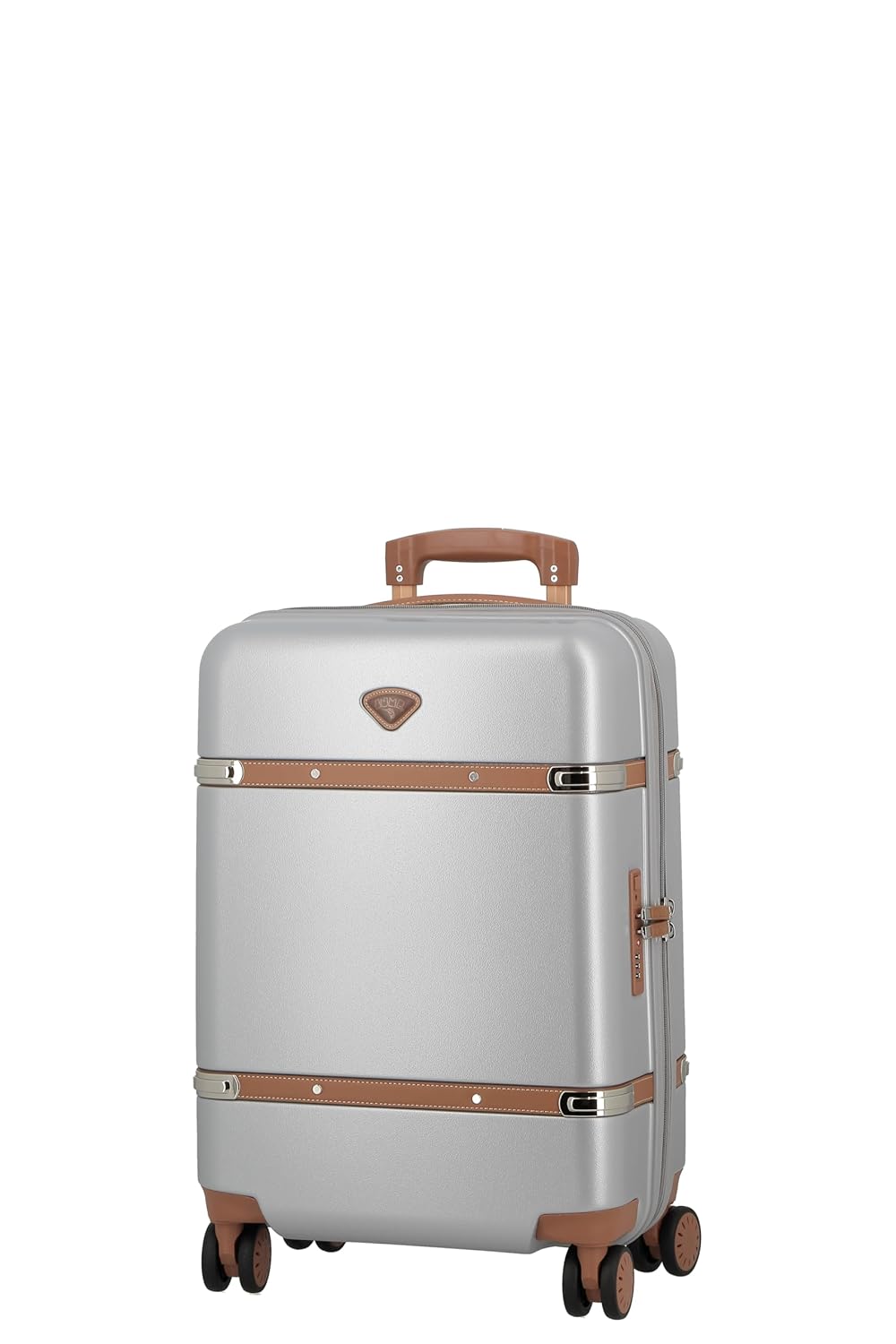 JUMP Cassis RIVIERA-Silver-Cabin-55cm Eco Responsible Expandable Hardsided 8 Wheel Luggage with TSA Lock, Anti-Theft Zipper, Name Tag and Luxury Bag Cover