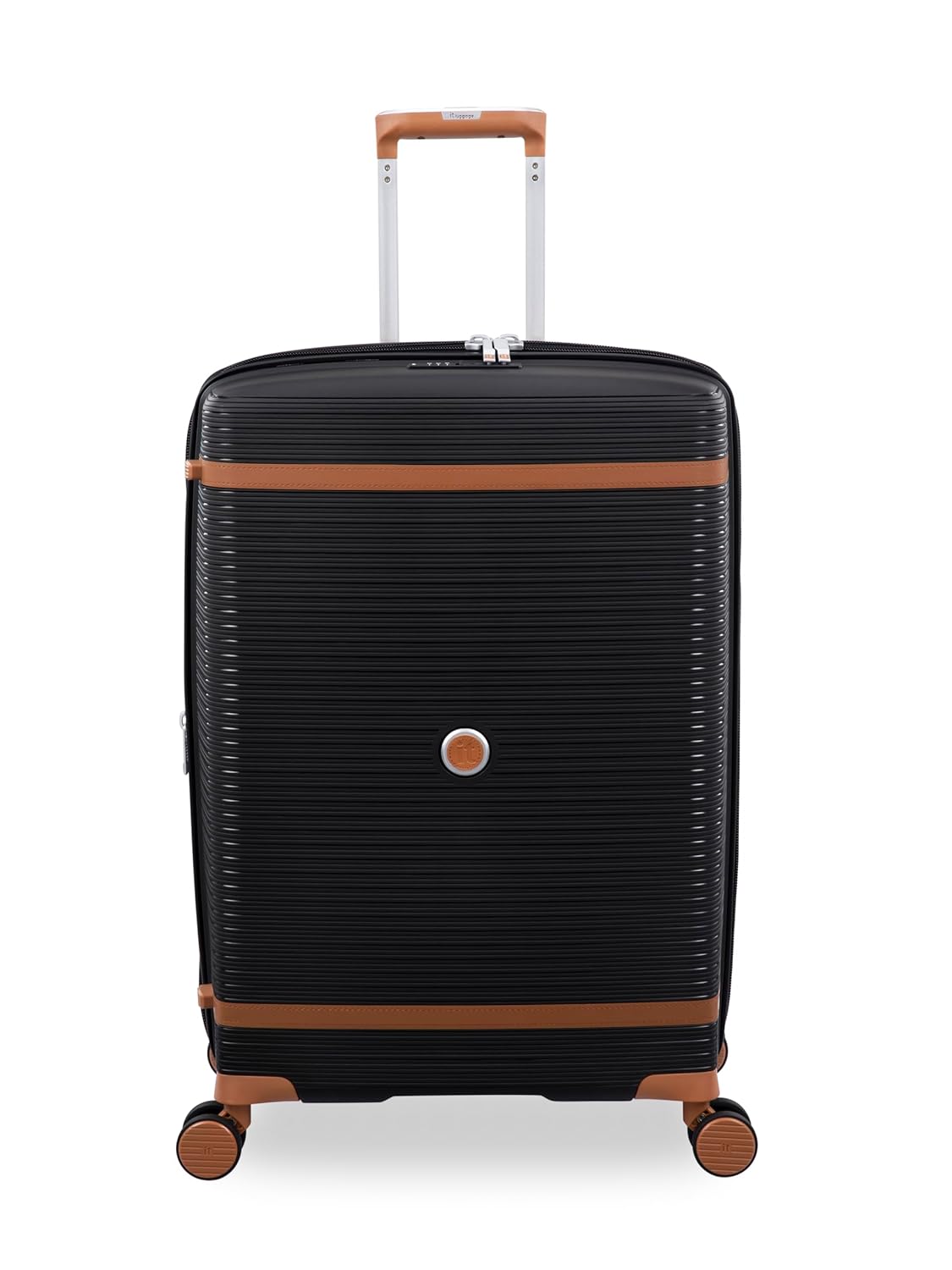 it luggage-Illustrious-Black-24 inches-Medium-Expandable Hard Case Beautiful Interior Check-in Luggage 8 Wheel Trolley Bag
