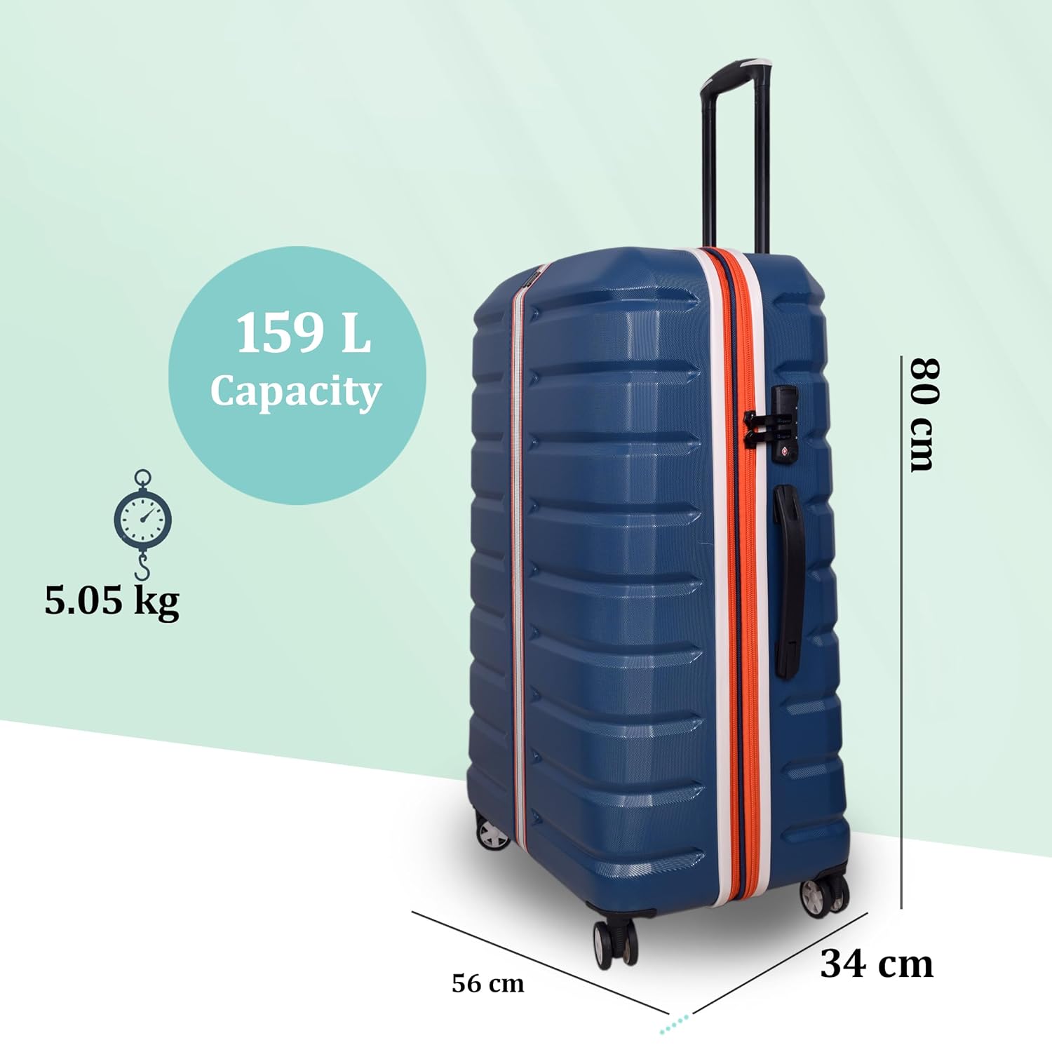 it luggage Intertide Blue Set of 3-Large, Medium & Cabin-28, 24 & 20 inches Expandable Polycarbonate Hard Case Carry on & Check-in Luggage TSA Lock 8 Wheel Trolley Bag Water Proof Interior Pocket