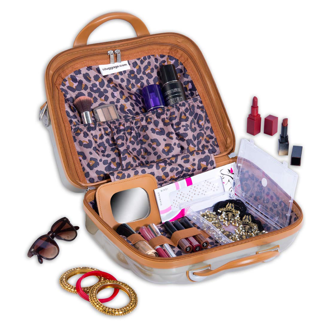 it luggage- Vanity Case-St. Tropez-Champagne with Tan trimmings-14 inches-Hand Bag- Cosmetic box-Hardsided-PC-36cms