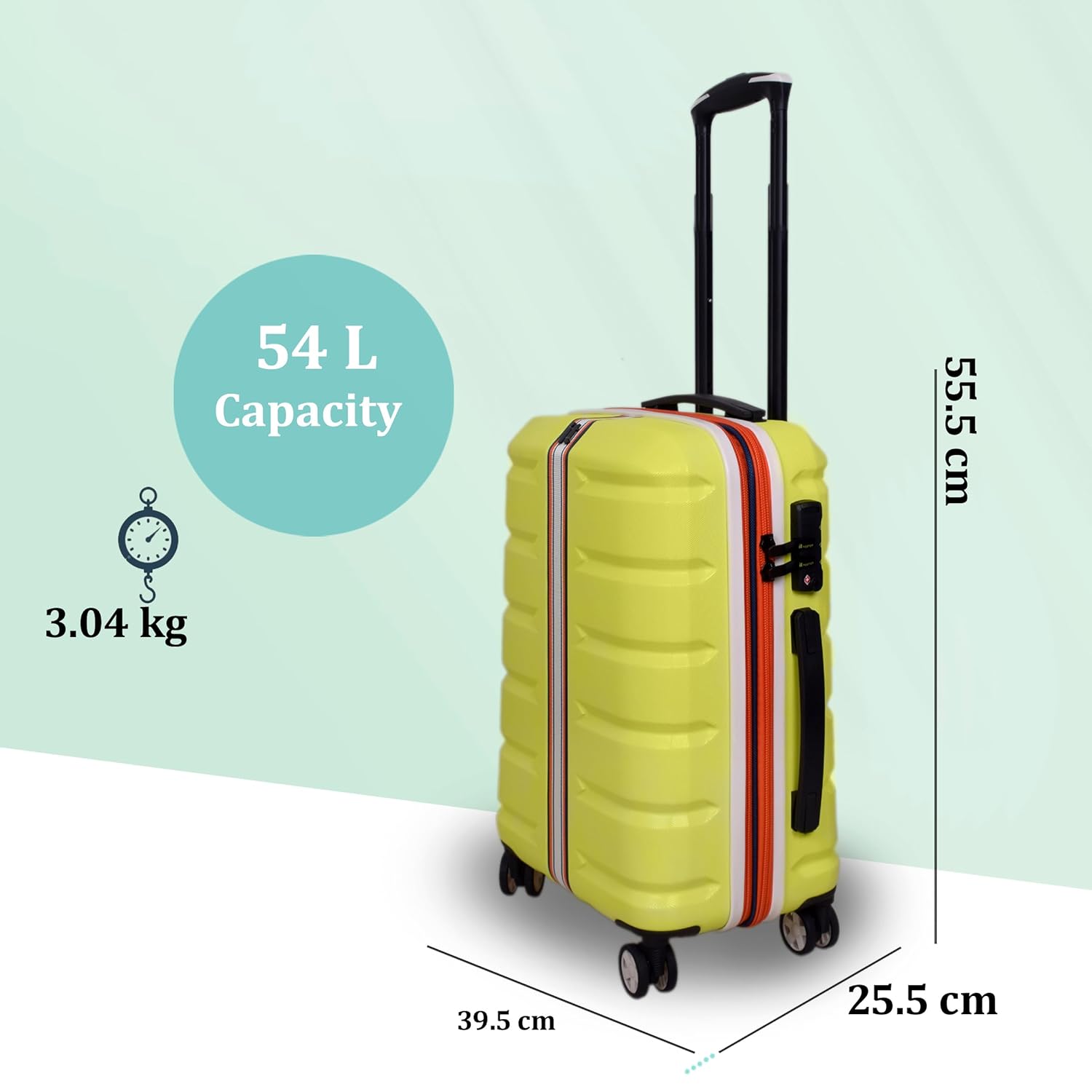 it luggage Intertide Lime Green Cabin-20 inches Expandable Polycarbonate Hard Case Carry on Luggage TSA Lock 8 Wheel Trolley Bag Water Proof Interior Pocket