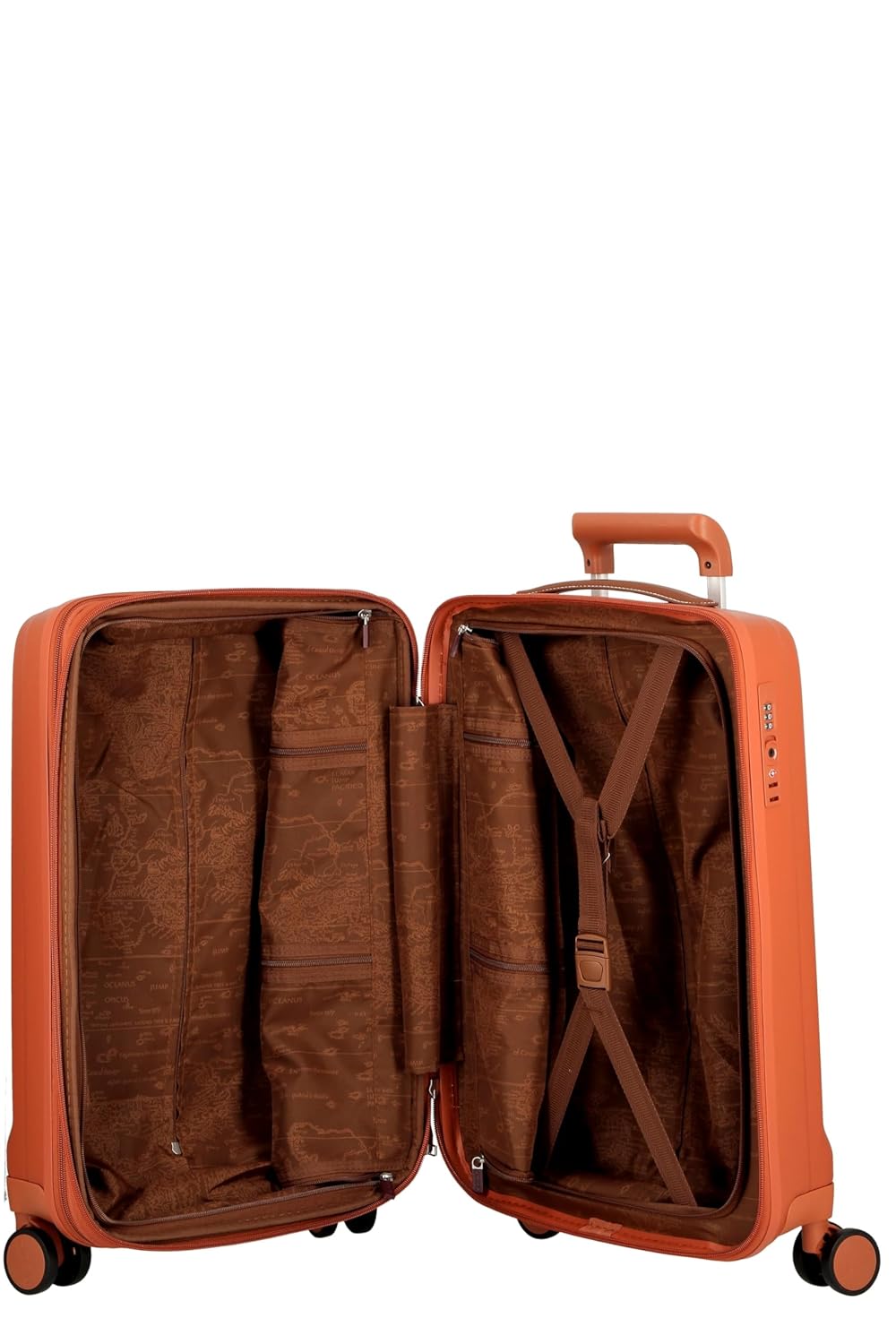 Uppsala RIGID-Terracota-Cabin-55cm Expandable Hardsided 8 Wheel Luggage with TSA Lock, Anti-Theft Zipper, Name Tag and Luggage Cover