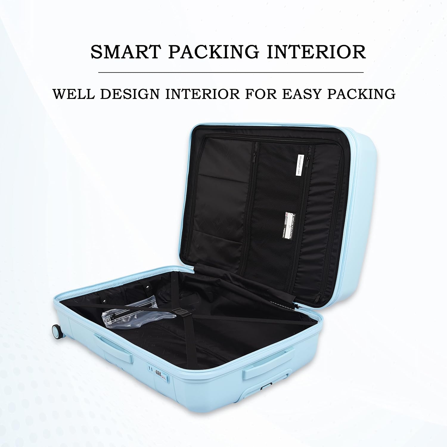 it luggage-Momentous Sky Blue-20 inches PP Hardsided Fashion Luggage Cabin Trolley with Padded Laptop Section 8 Wheel with TSA Lock & Wet Pouch Inside