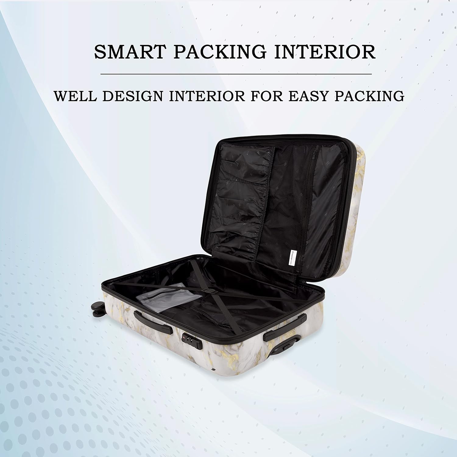it luggage Sheen -Gold Grey Scale-Marble Effect Medium-24 inches Expandable Polycarbonate Hardsided Suitcase Travel Bag 8 Wheel Trolley-70cm