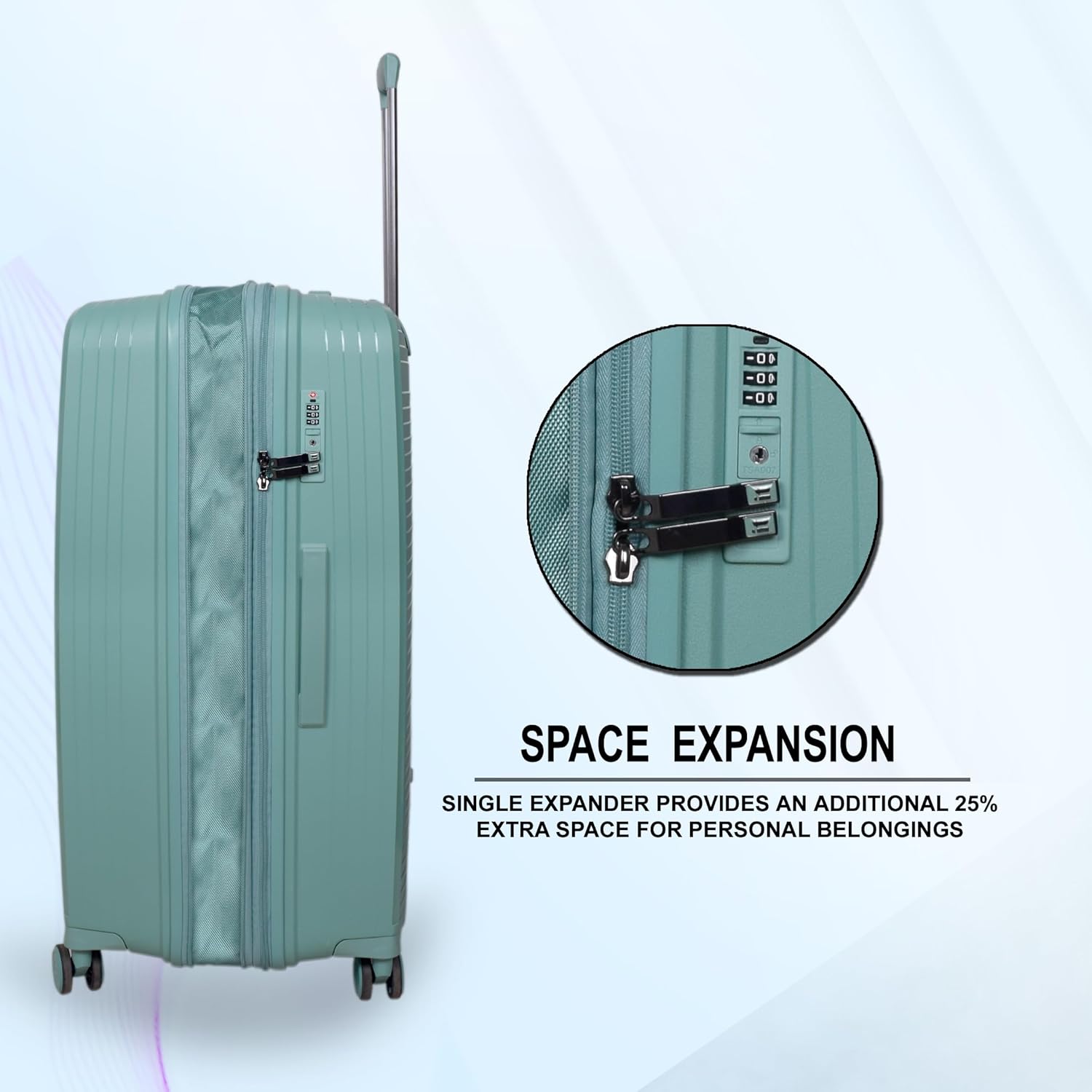 it luggage Spontaneous Green Set of 2- Large & Cabin-28 & 20 inches Expandable Anti-Theft Zipper Polypropylene Hardsided with TSA Lock 8 Wheel Trolley Bag
