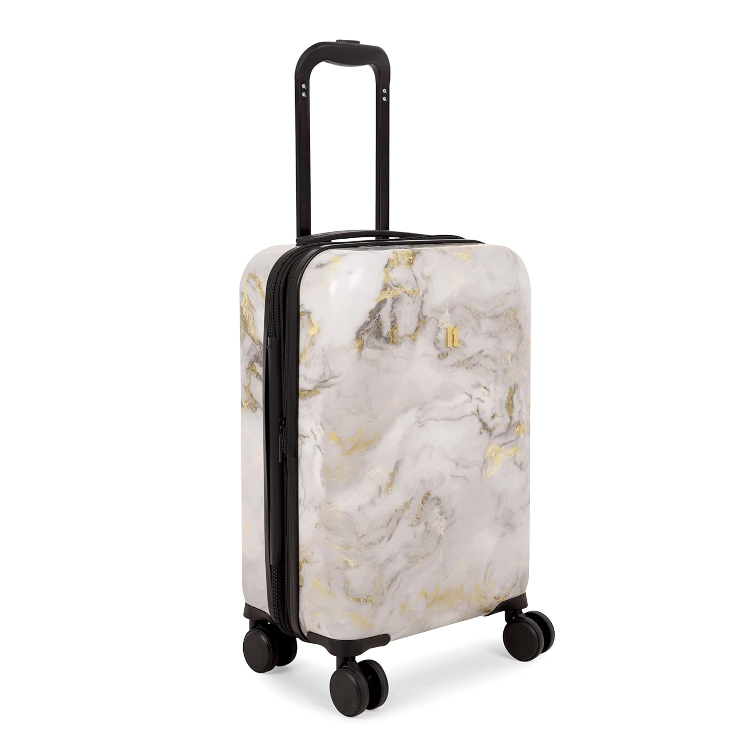 it luggage Sheen -Gold Grey Scale-Marble Effect Cabin-20 inches Expandable Polycarbonate Hardsided Suitcase Travel Bag 8 Wheel Trolley-54.5 cm